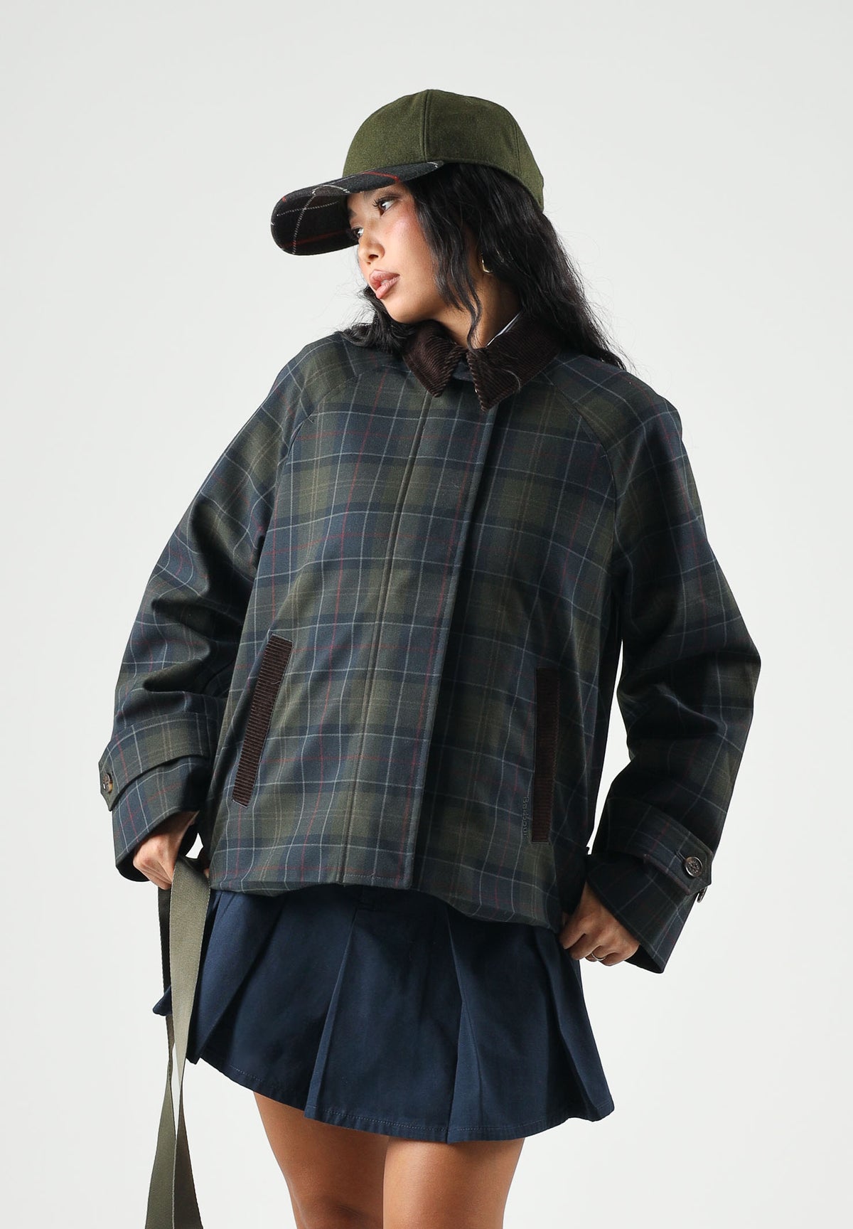 BARBOUR Giacca a vento SANDRA grigio e blu per donna con colletto in velluto a coste 262MLSP0350 NY92 BARBOUR