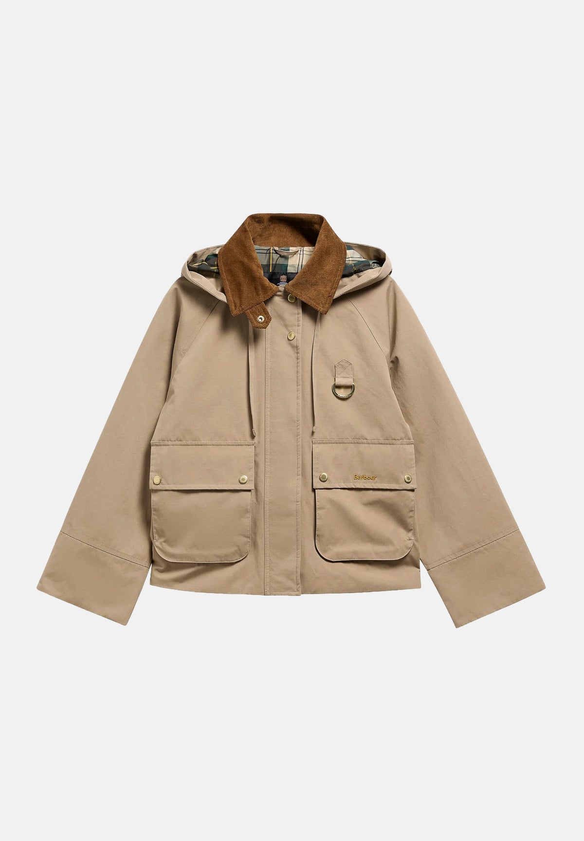 BARBOUR Giacca a ventoTERRINGTON SHOWERPROOF beige per donna con cappuccio rimovibile, colletto in velluto a coste 262MLSP0354 BE31 BARBOUR