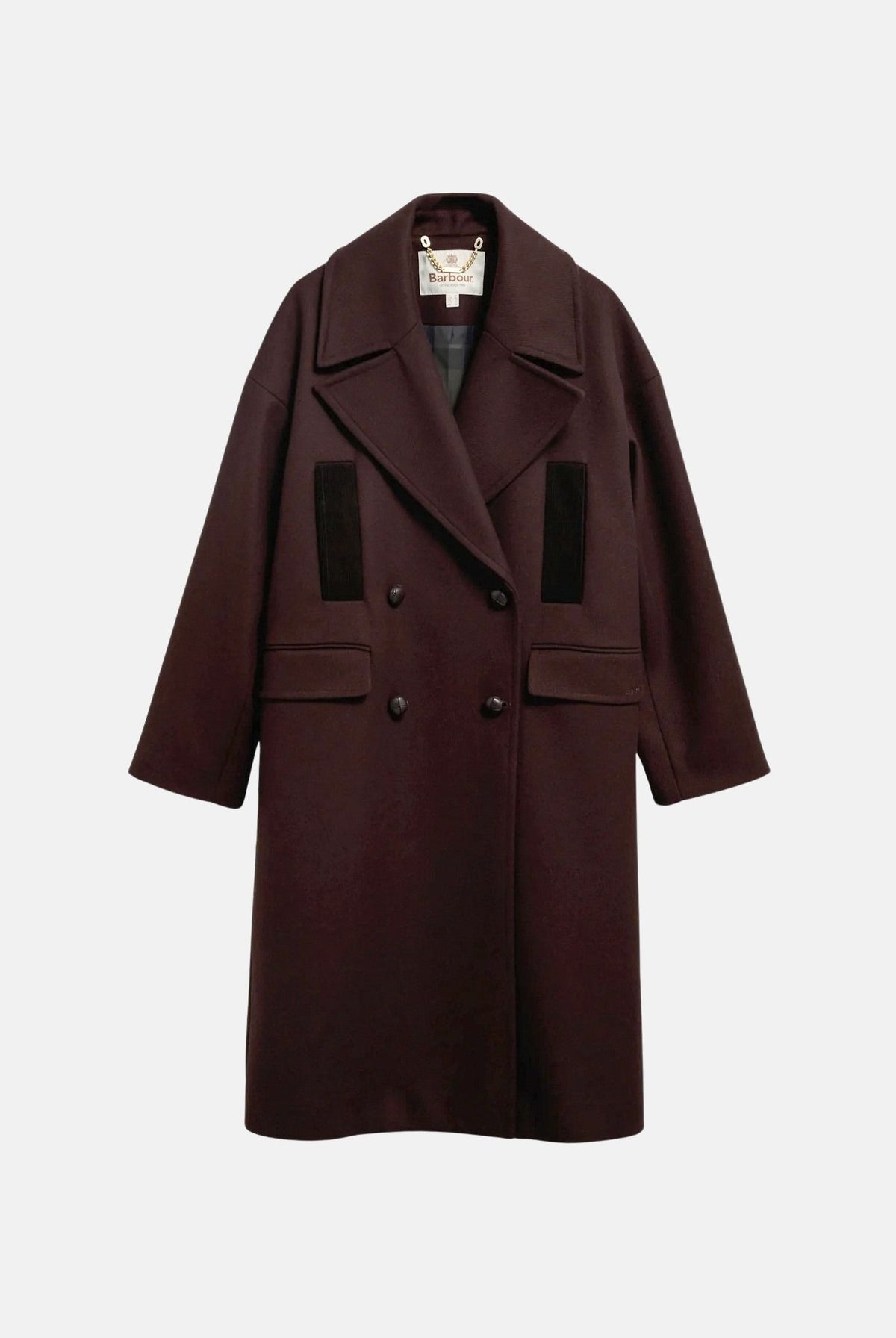BARBOUR Cappotto rustic - shadow marrone da donna con collo a risvolto doppiopetto e tasche frontali strutturate. 262MLWO0262 BR71 BARBOUR