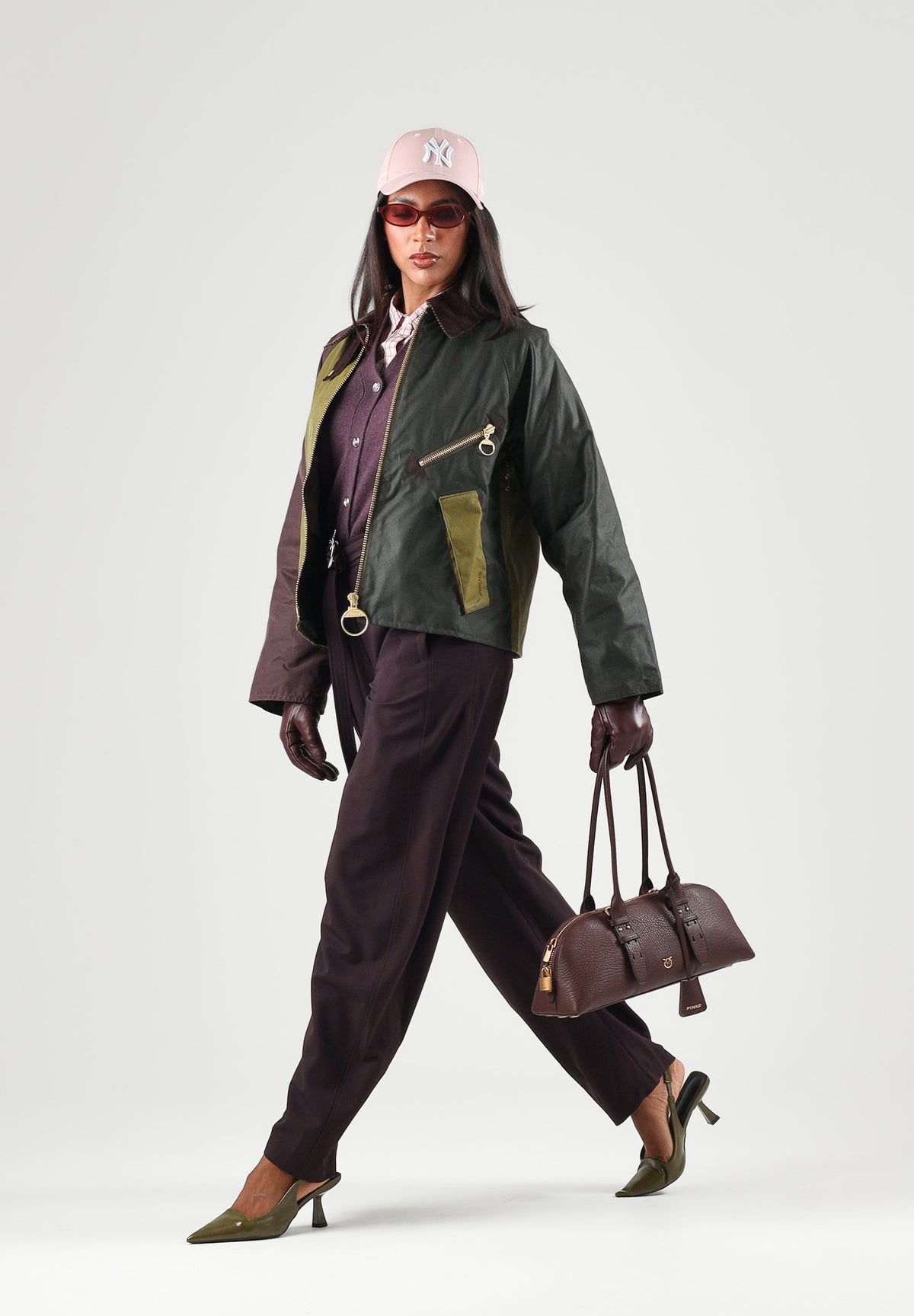 BARBOUR Giacca a vento SPEY WAX JACKET gold-verde per donna con design color block, taglio cropped 262MLWX1482 OL33 BARBOUR