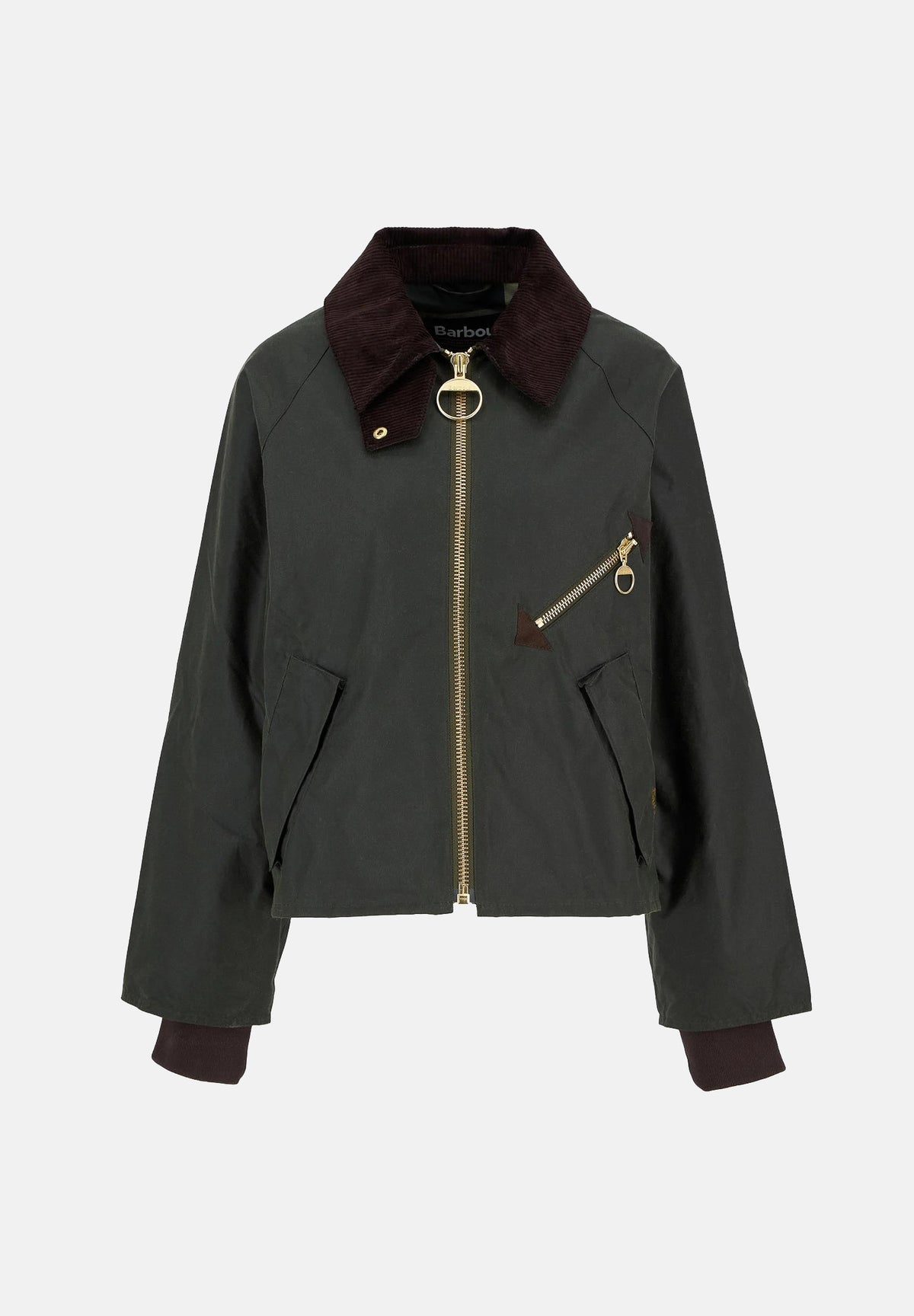 BARBOUR Giacca a vento SPEY WAX JACKET tartan-verde da donna con colletto in velluto a coste 262MLWX1482 OL52 BARBOUR