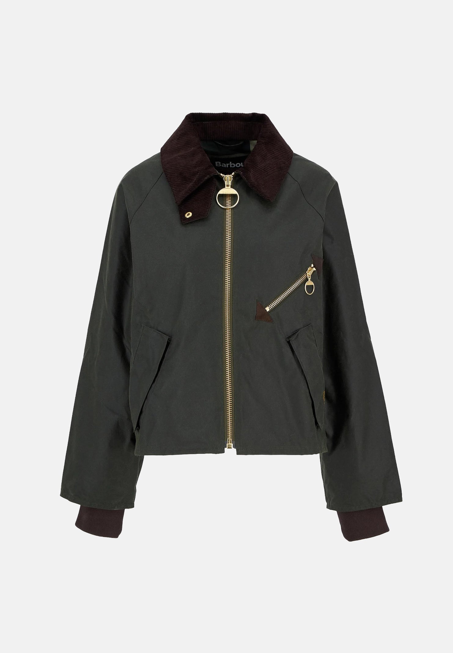 BARBOUR Giubbotto SPEY WAX JACKET tartan-verde da donna con colletto in velluto a coste 262MLWX1482 OL52 BARBOUR