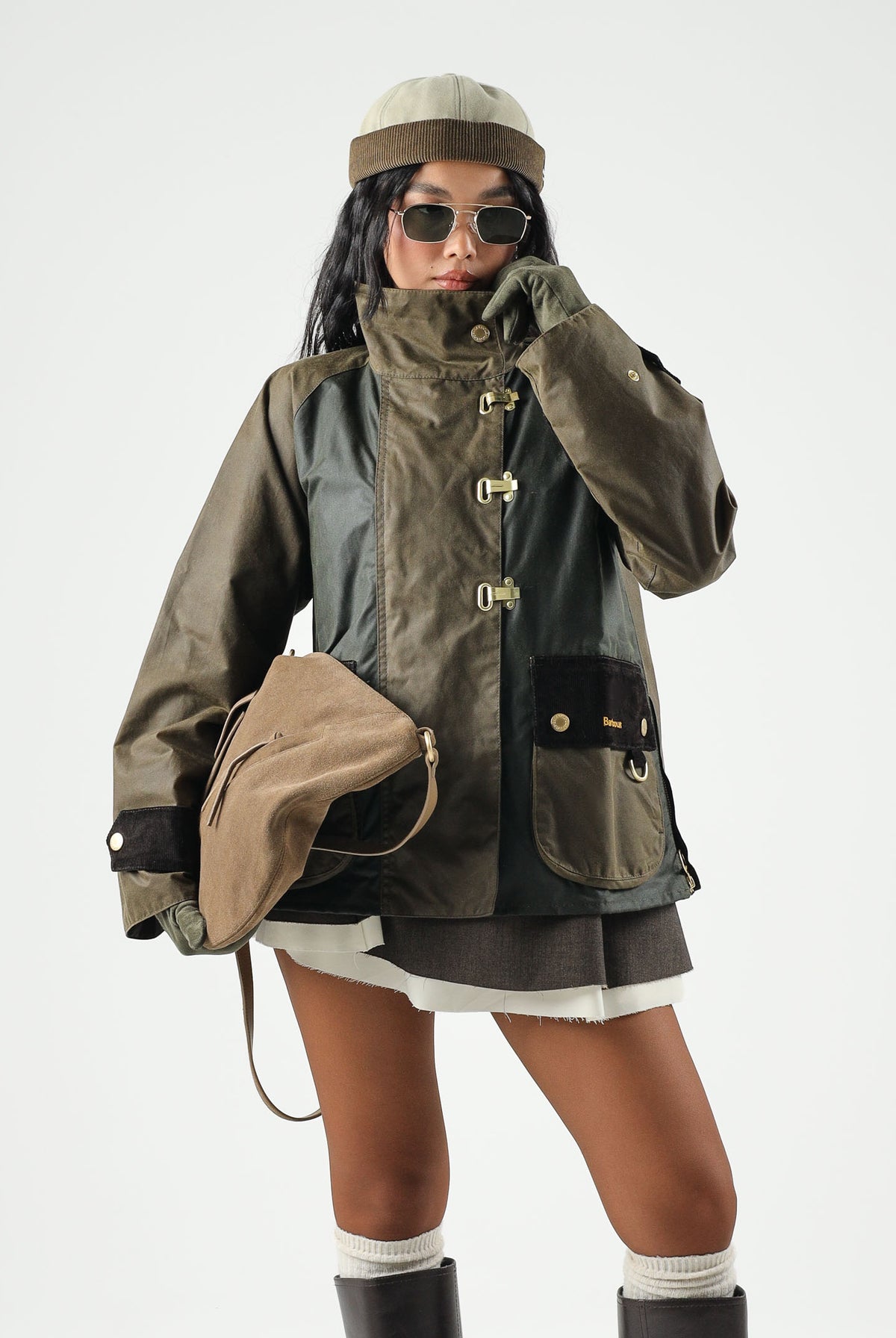BARBOUR Giubbotto beech-fern marrone da donna con design bicolore, colletto alto e chiusura frontale 262MLWX1566 SN91 BARBOUR