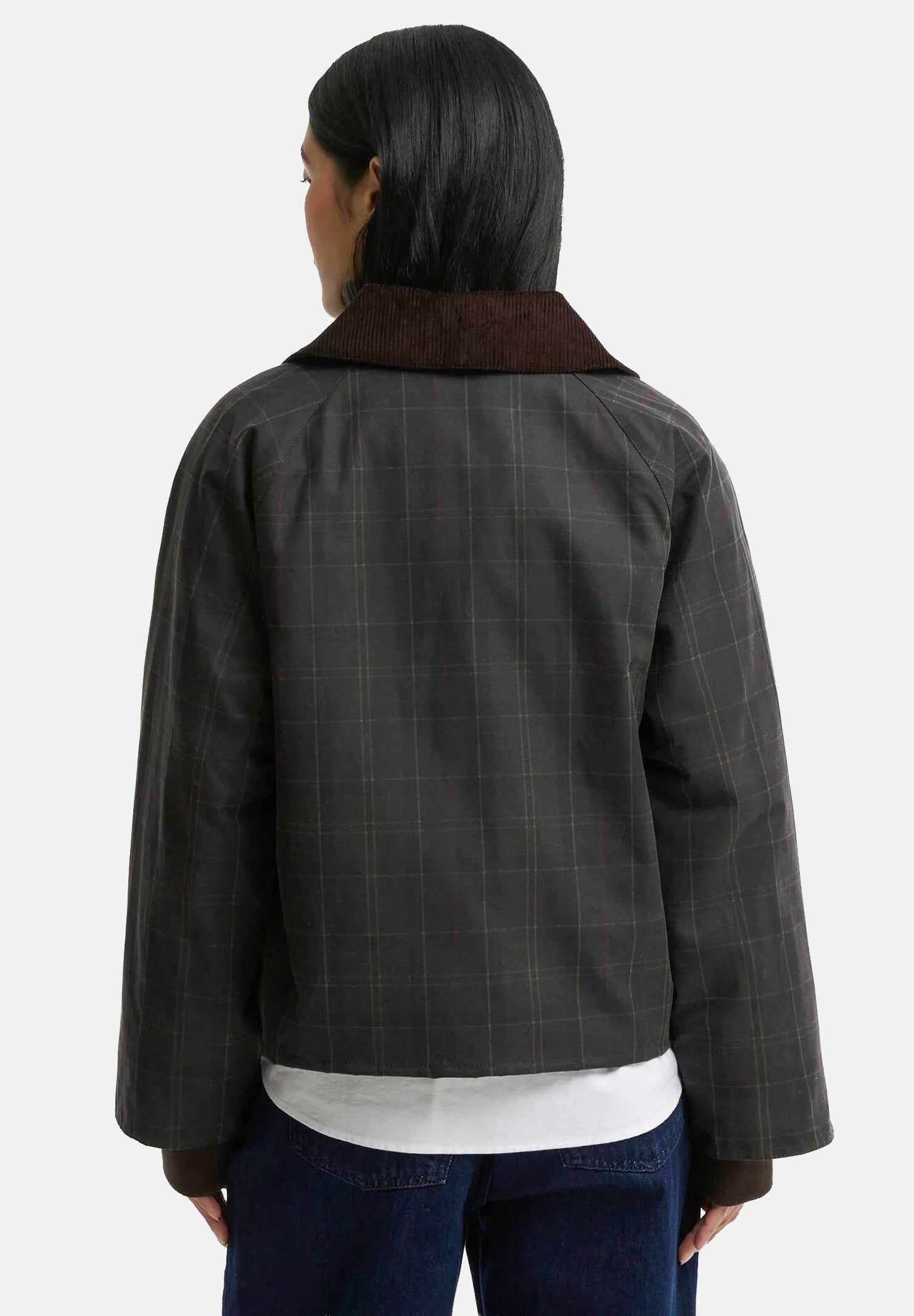 BARBOUR Giubbotto ARLENE CHECKED grigio per donna con fantasia tartan e tasche oblique con zip. 262MLWX1567 OL71 BARBOUR