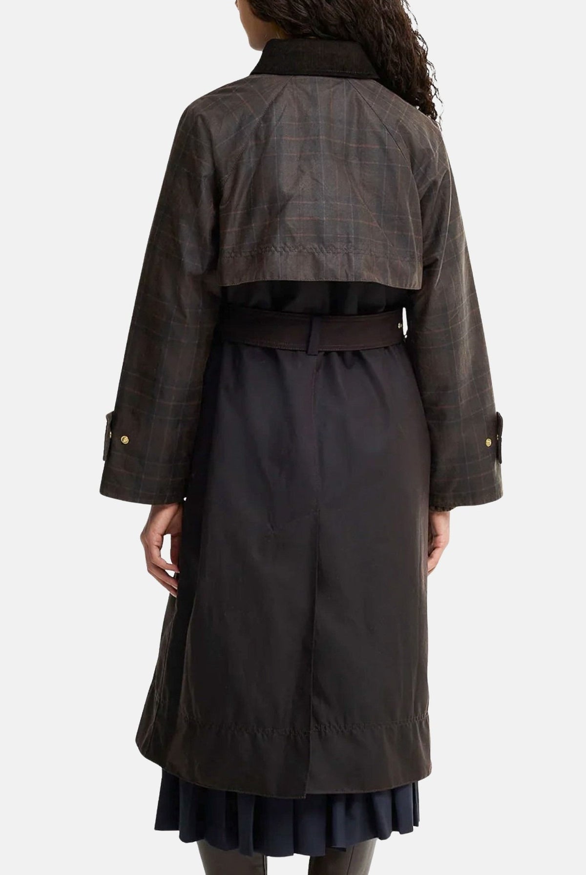 BARBOUR Giubbotto WAXED TRENCH COAT marrone scuro per donna con cintura in vita e dettagli multitasche 262MLWX1572 RU91 BARBOUR