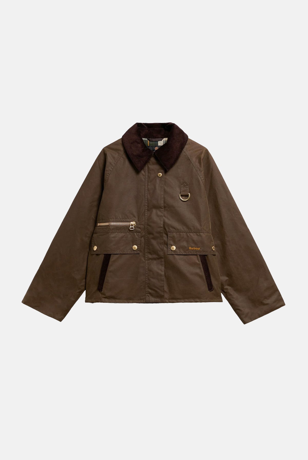 BARBOUR Giacca a vento COTTINGHAM WAXED marrone da donna con colletto in velluto e taschino zippato sul petto. 262MLWX1577 SN91 BARBOUR