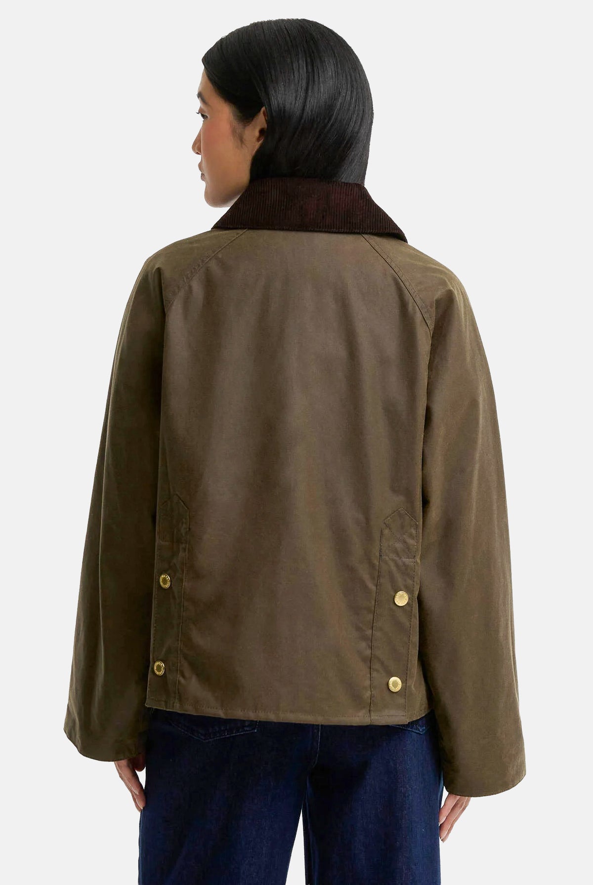 BARBOUR Giacca a vento COTTINGHAM WAXED marrone da donna con colletto in velluto e taschino zippato sul petto. 262MLWX1577 SN91 BARBOUR