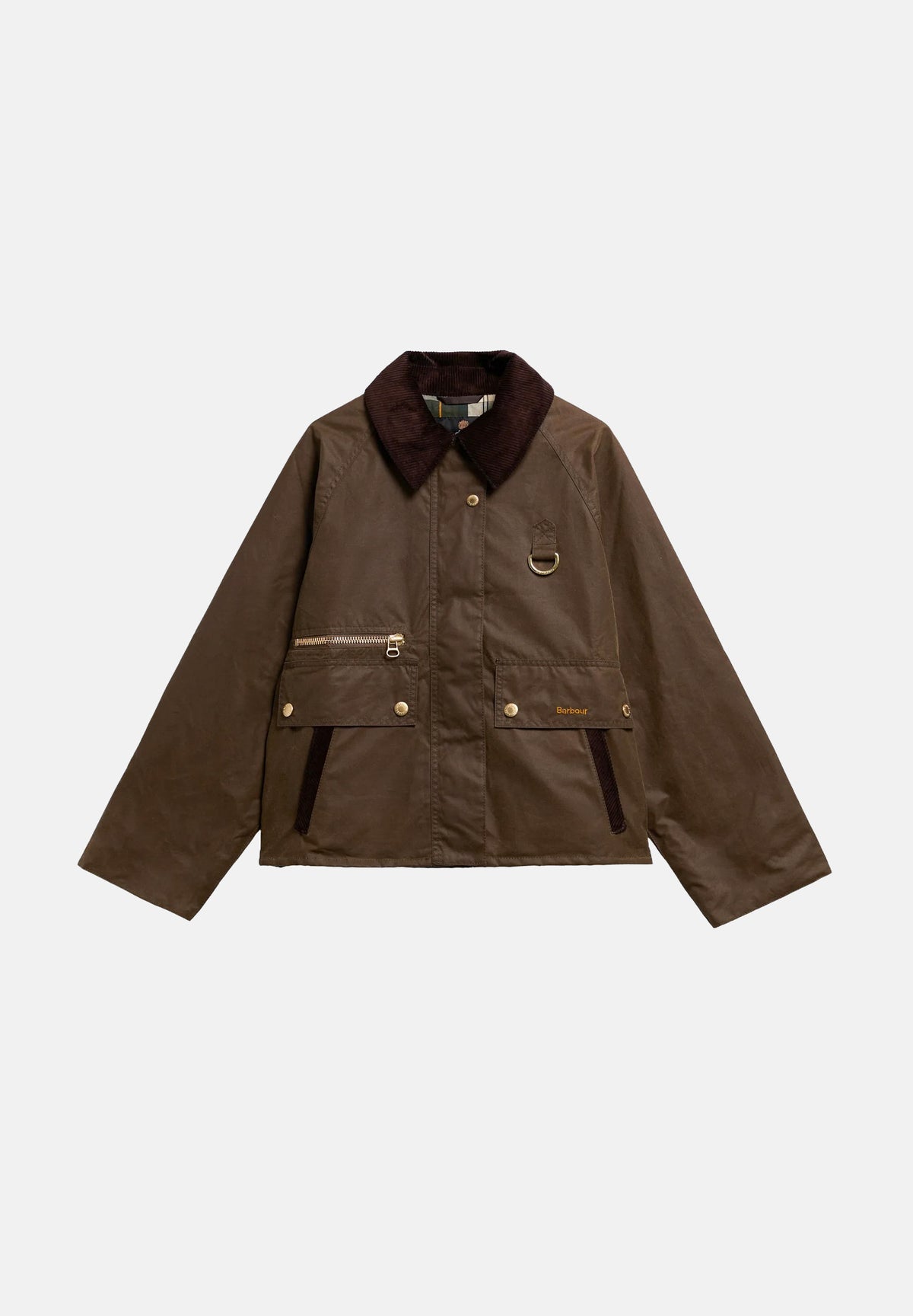 BARBOUR Giubbotto COTTINGHAM WAXED marrone da donna con colletto in velluto e taschino zippato sul petto. 262MLWX1577 SN91 BARBOUR
