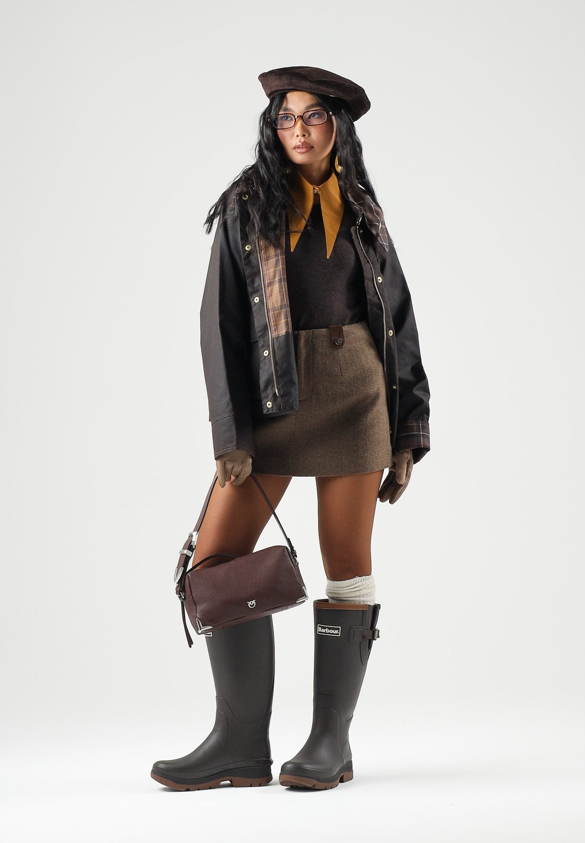 BARBOUR Giacca a vento TRANSPORT WAX JACKET rustic-muted-marrone scuro per donna con ampio colletto in velluto 262MLWX1581 RU91 BARBOUR