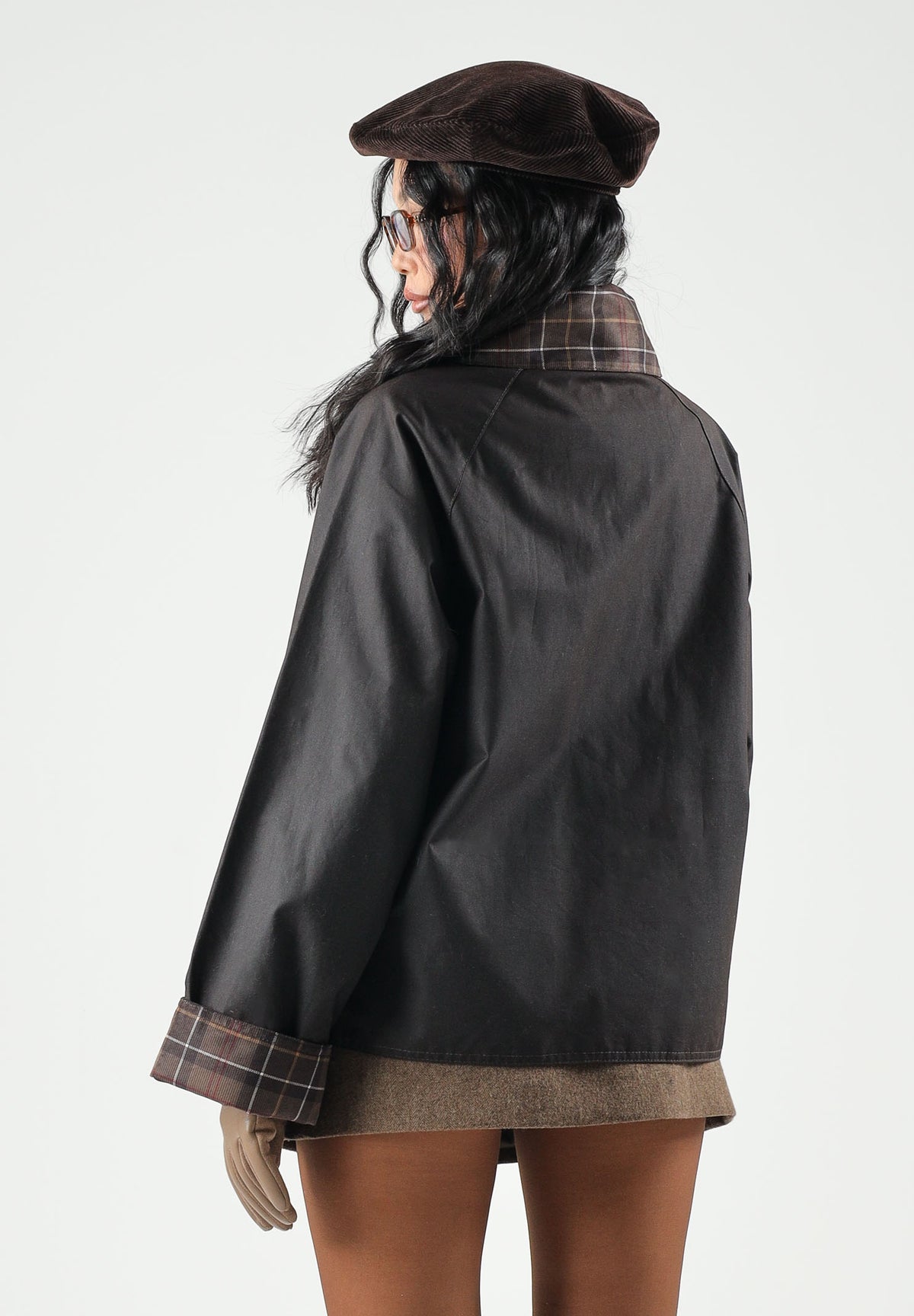 BARBOUR Giacca a vento TRANSPORT WAX JACKET rustic-muted-marrone scuro per donna con ampio colletto in velluto 262MLWX1581 RU91 BARBOUR