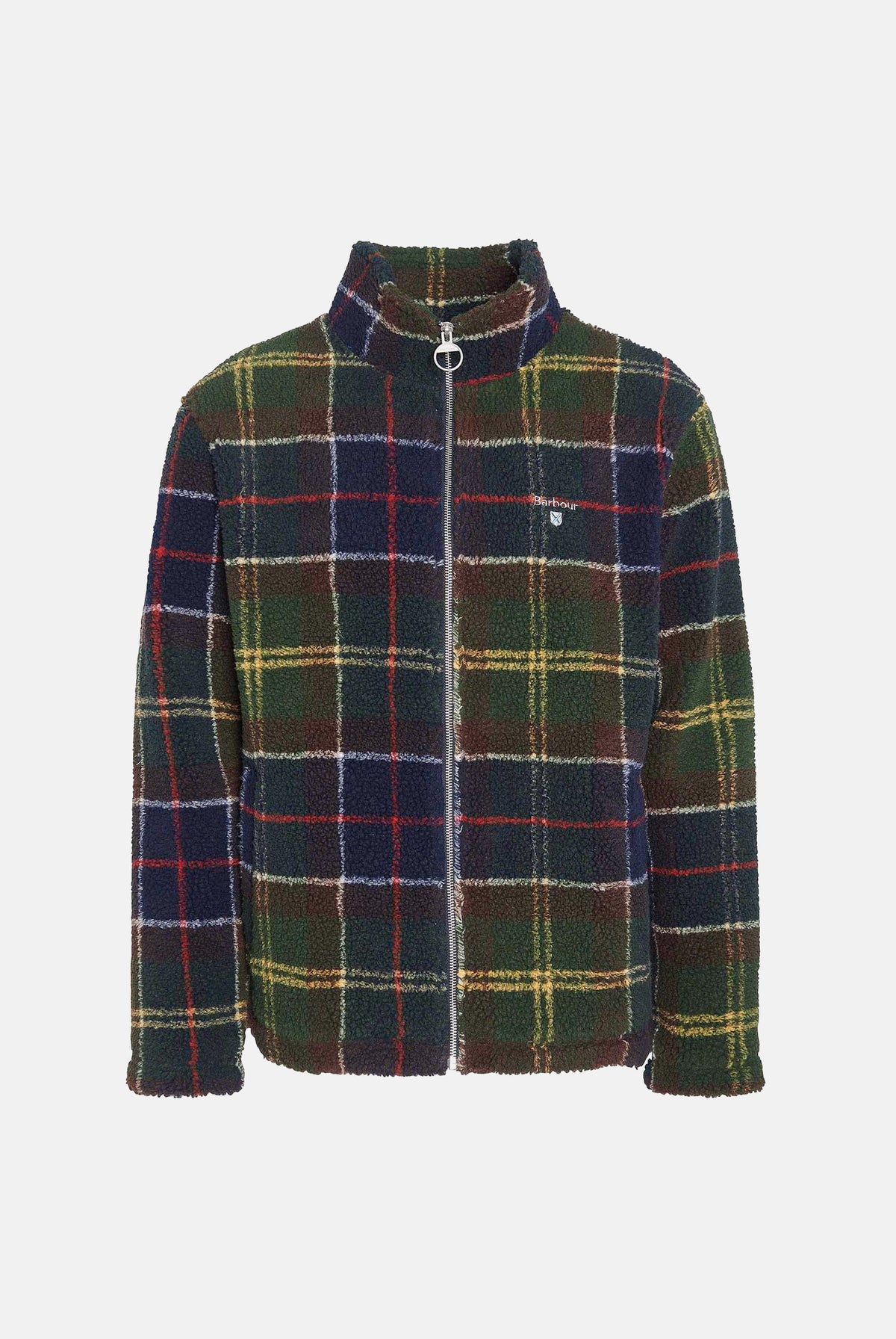BARBOUR Felpa con zip TARTAN FLEECE verde da uomo in pile morbido con fantasia tartan 262MMFL0187 TN11 BARBOUR