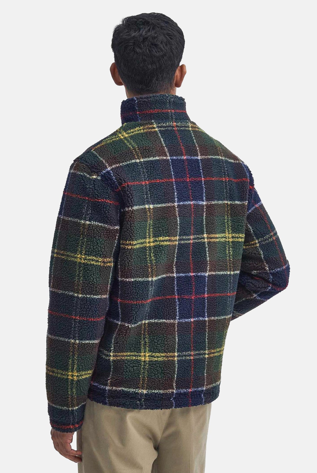 BARBOUR Felpa con zip TARTAN FLEECE verde da uomo in pile morbido con fantasia tartan 262MMFL0187 TN11 BARBOUR