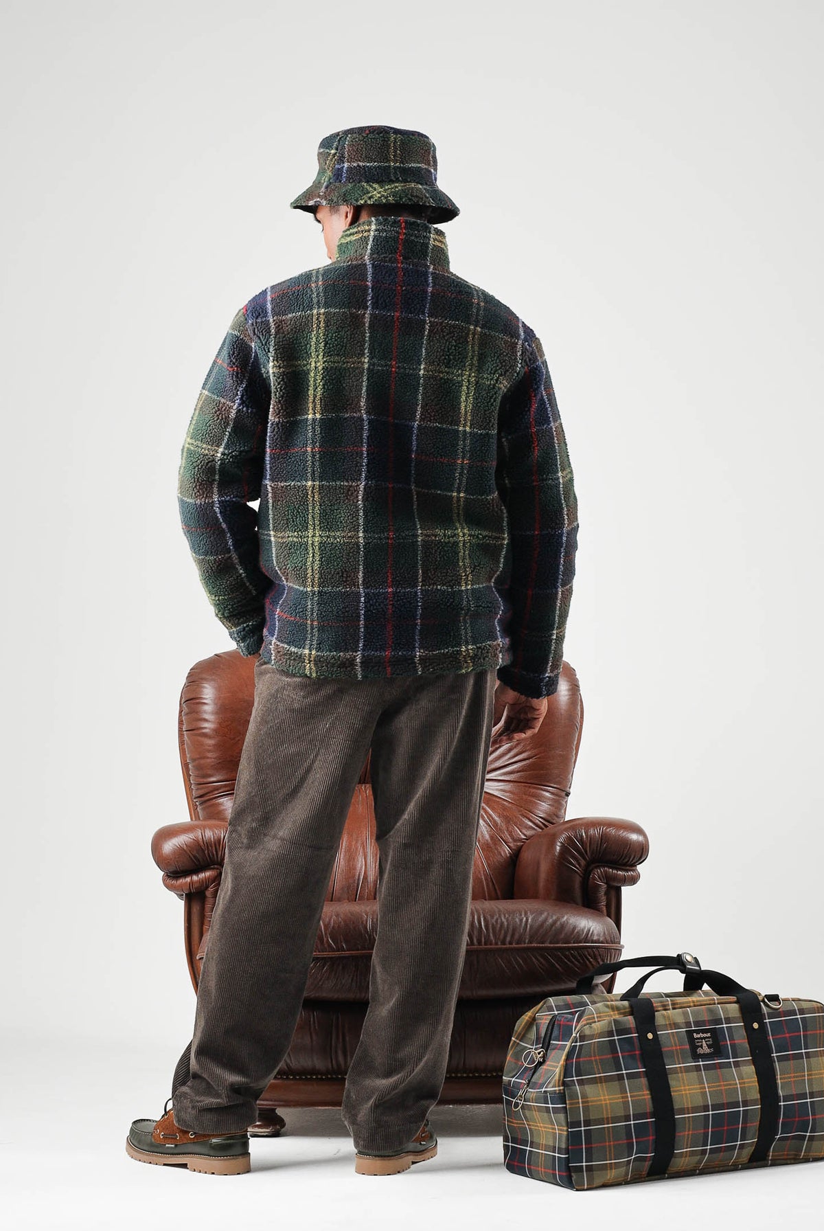 BARBOUR Felpa con zip TARTAN FLEECE verde da uomo in pile morbido con fantasia tartan 262MMFL0187 TN11 BARBOUR
