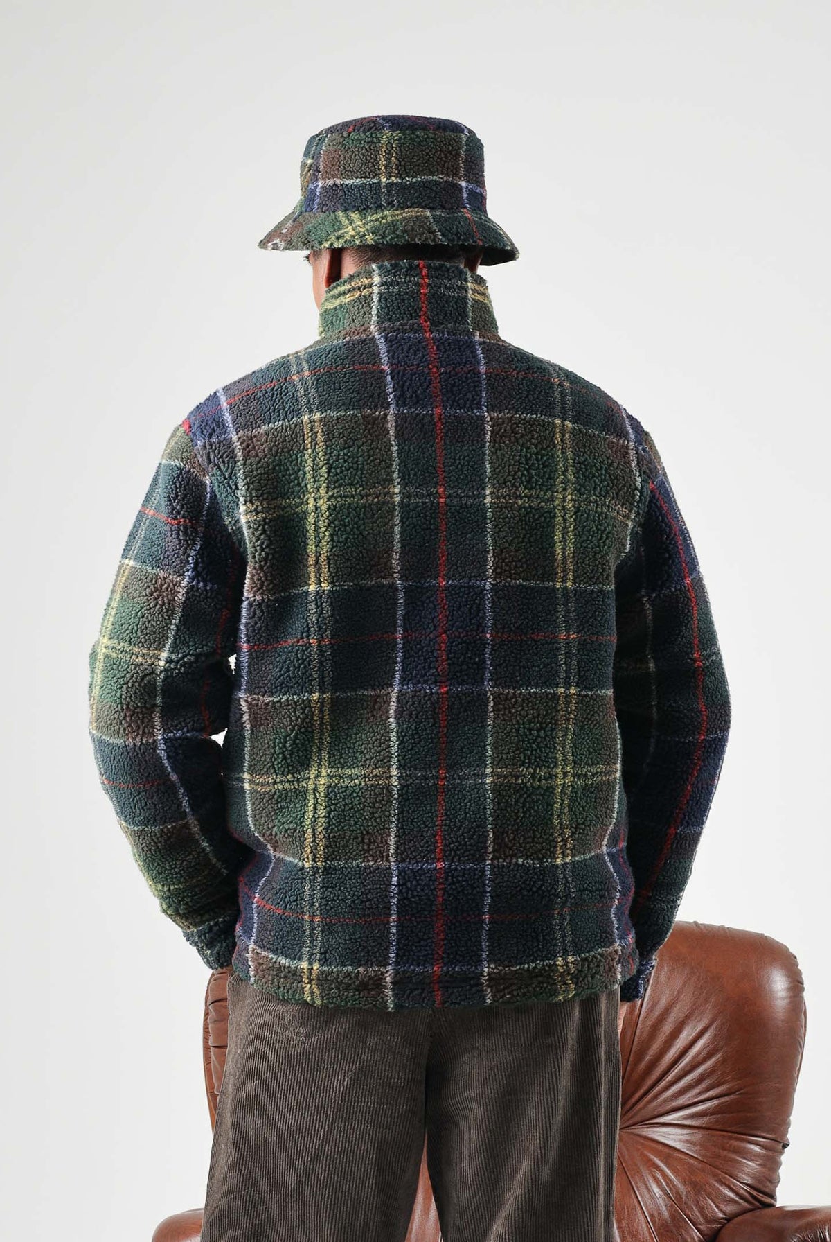 BARBOUR Felpa con zip TARTAN FLEECE verde da uomo in pile morbido con fantasia tartan 262MMFL0187 TN11 BARBOUR