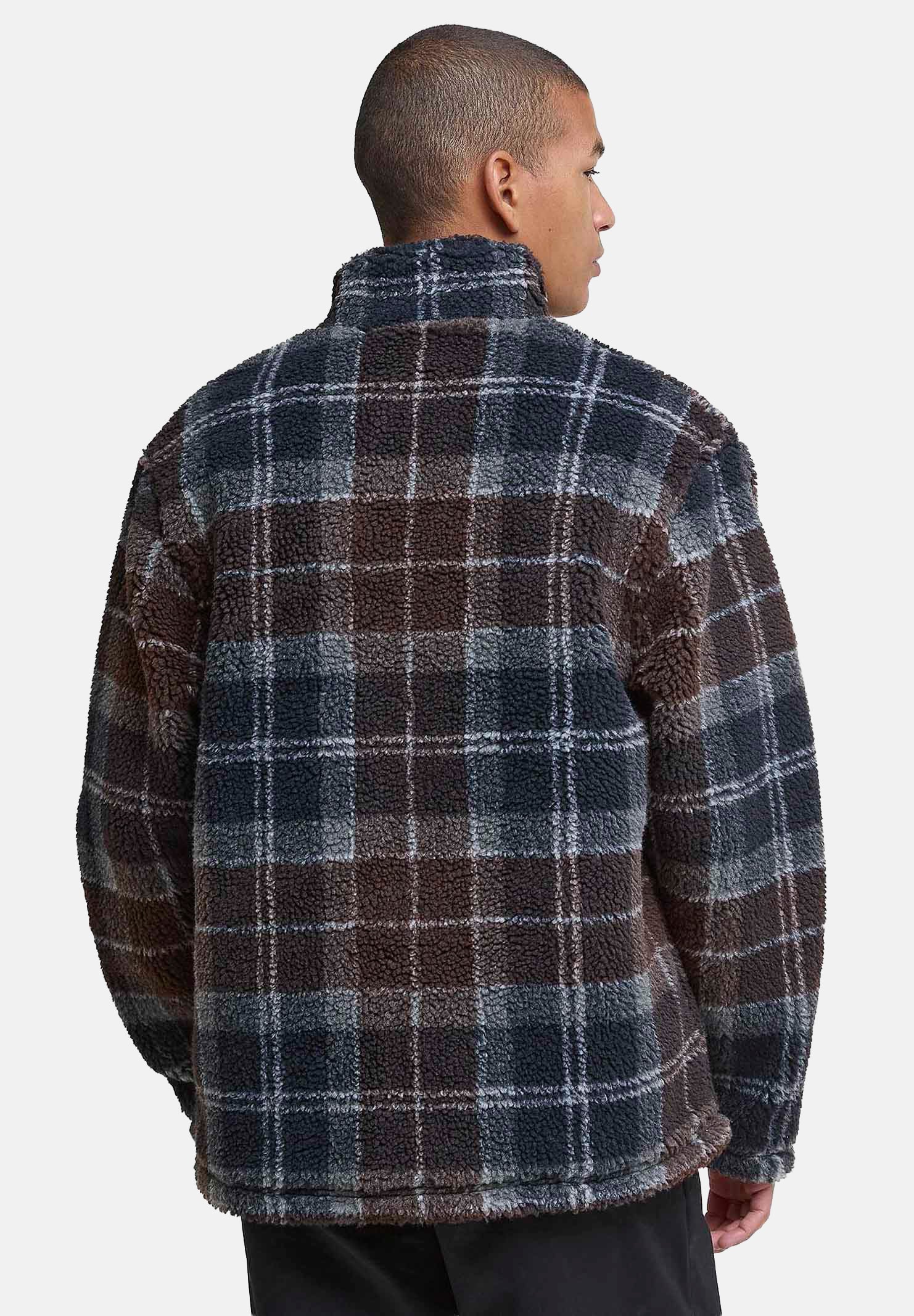 BARBOUR Felpa con zip TARTAN FLEECE blu da uomo in morbido pile con fantasia tartan 262MMFL0187 TN38 BARBOUR