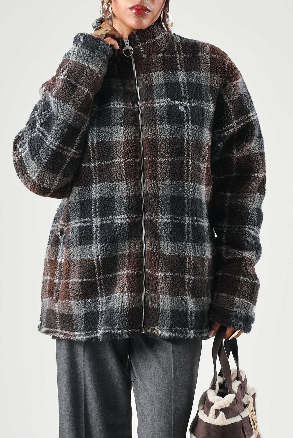 BARBOUR Felpa con zip TARTAN FLEECE blu per uomo e donna in morbido pile con fantasia tartan 262MMFL0187 TN38 BARBOUR