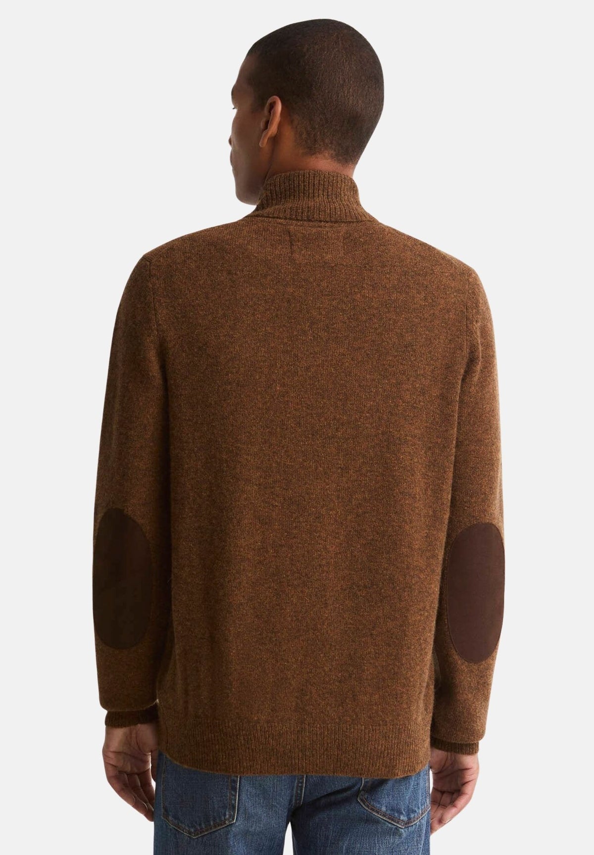 BARBOUR Cardigan ESSENTIAL PATCH marroe caldo per uomo con zip frontale e collo alto lavorato 262MMKN0731 OR51 BARBOUR