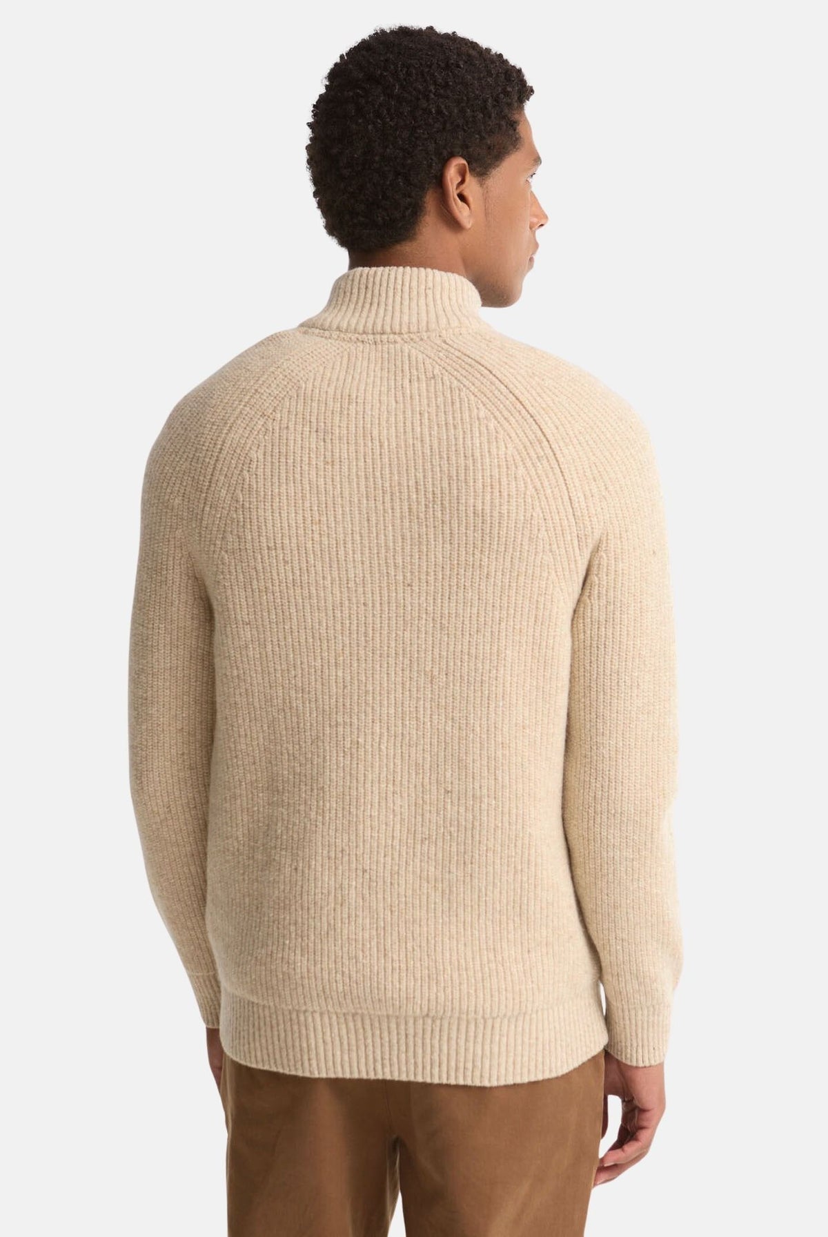 BARBOUR Cardigan pearl-beige per uomo e donna con collo a listino, apertura a mezza zip e dettagli testurizzati. 262MMKN1757 BE14 BARBOUR