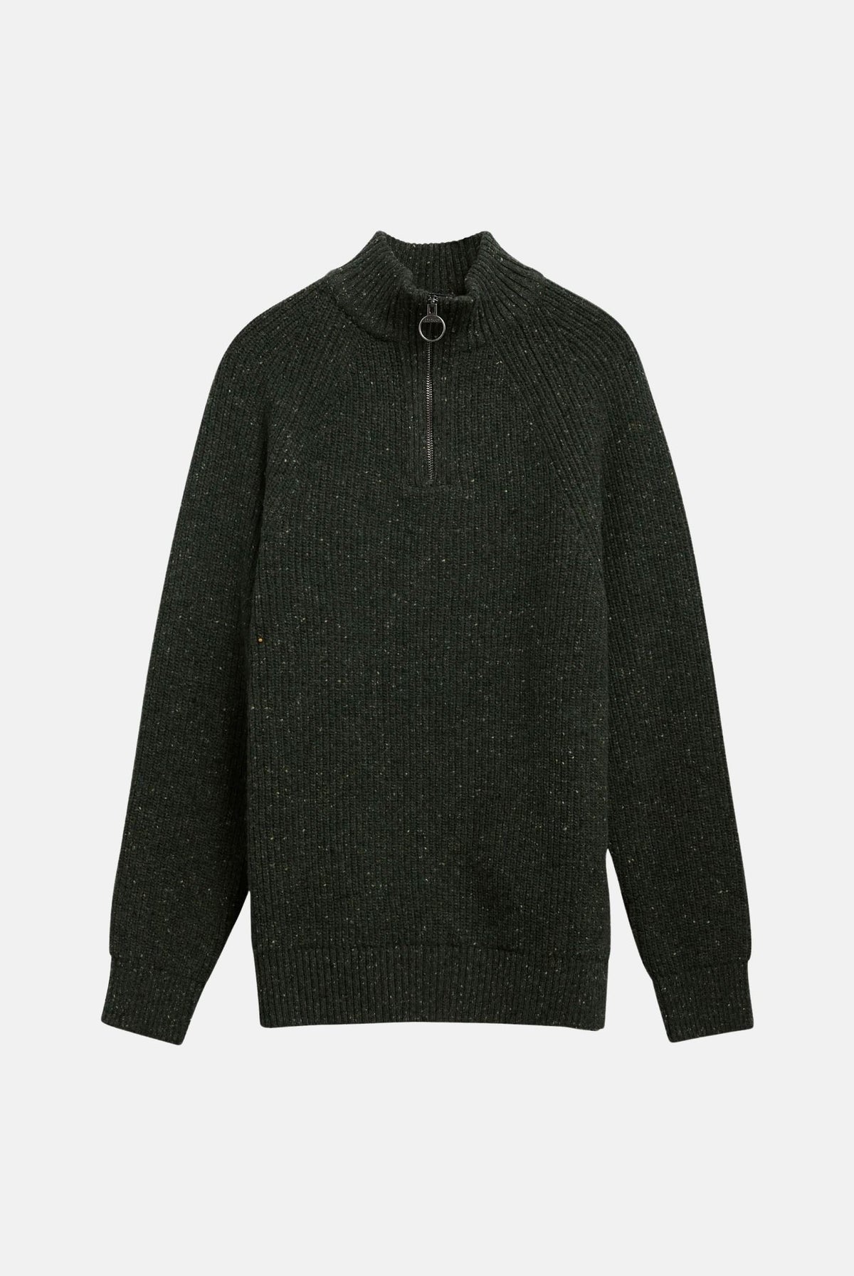 BARBOUR Cardigan grigio antracite da uomo con collo a listino, apertura a mezza zip e dettagli testurizzati. 262MMKN1757 OL51 BARBOUR