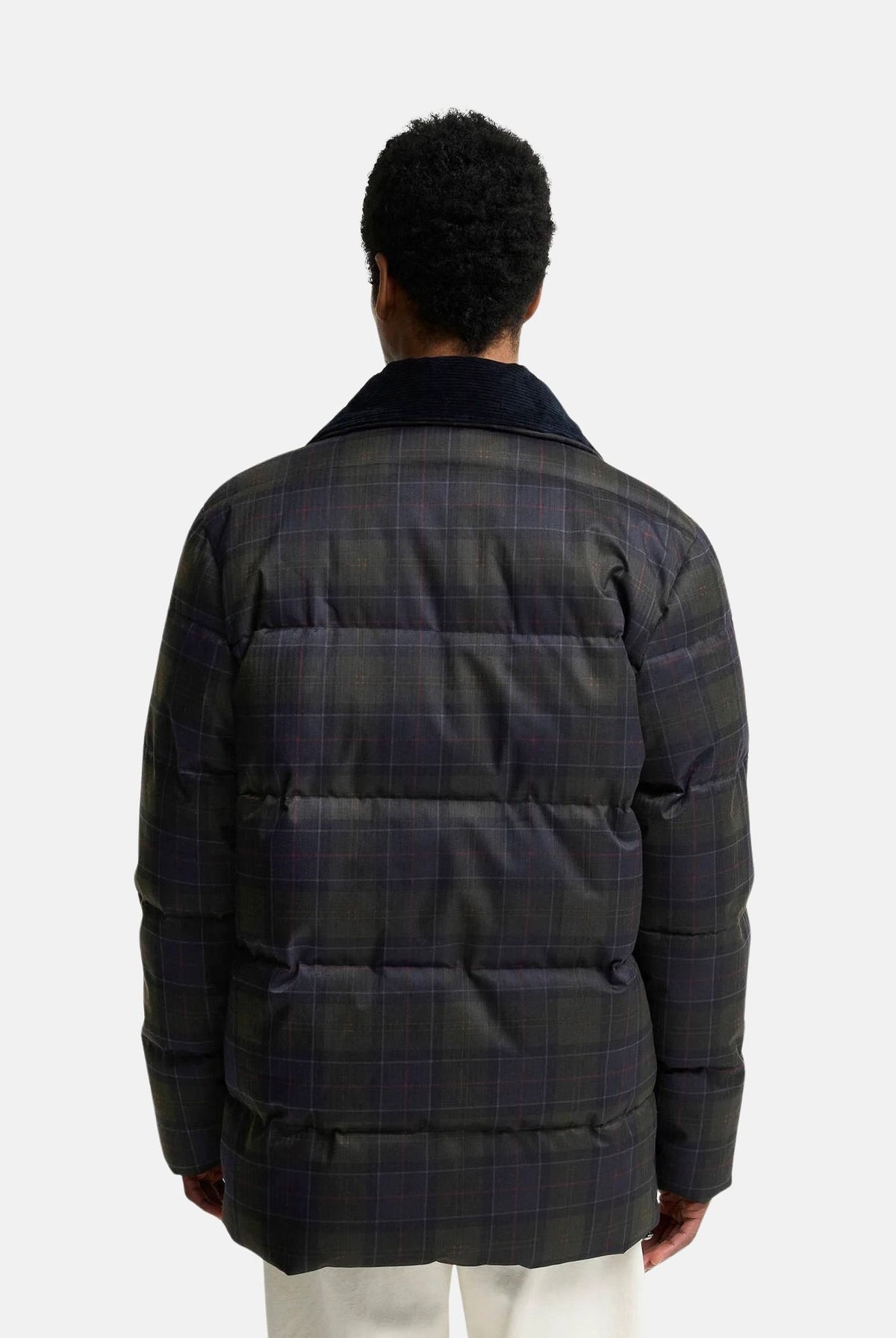 BARBOUR Piumino tartan con dettagli verdi e blu da uomo con collo alto protettivo e trapuntatura orizzontale 262MMQU1908 TN11 BARBOUR