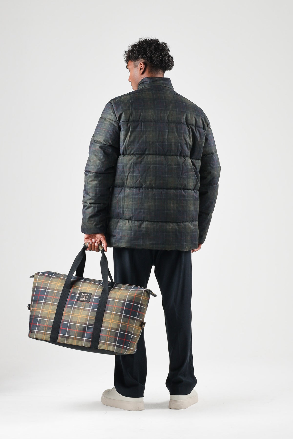 BARBOUR Piumino tartan con dettagli verdi e blu da uomo con collo alto protettivo e trapuntatura orizzontale 262MMQU1908 TN11 BARBOUR