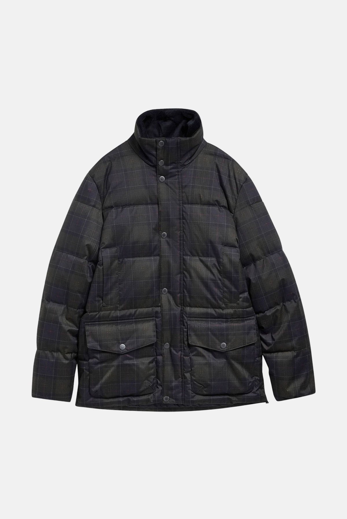 BARBOUR Piumino grigio scuro antracite da uomo con collo alto protettivo e trapuntatura orizzontale 262MMQU1908 TN11 BARBOUR