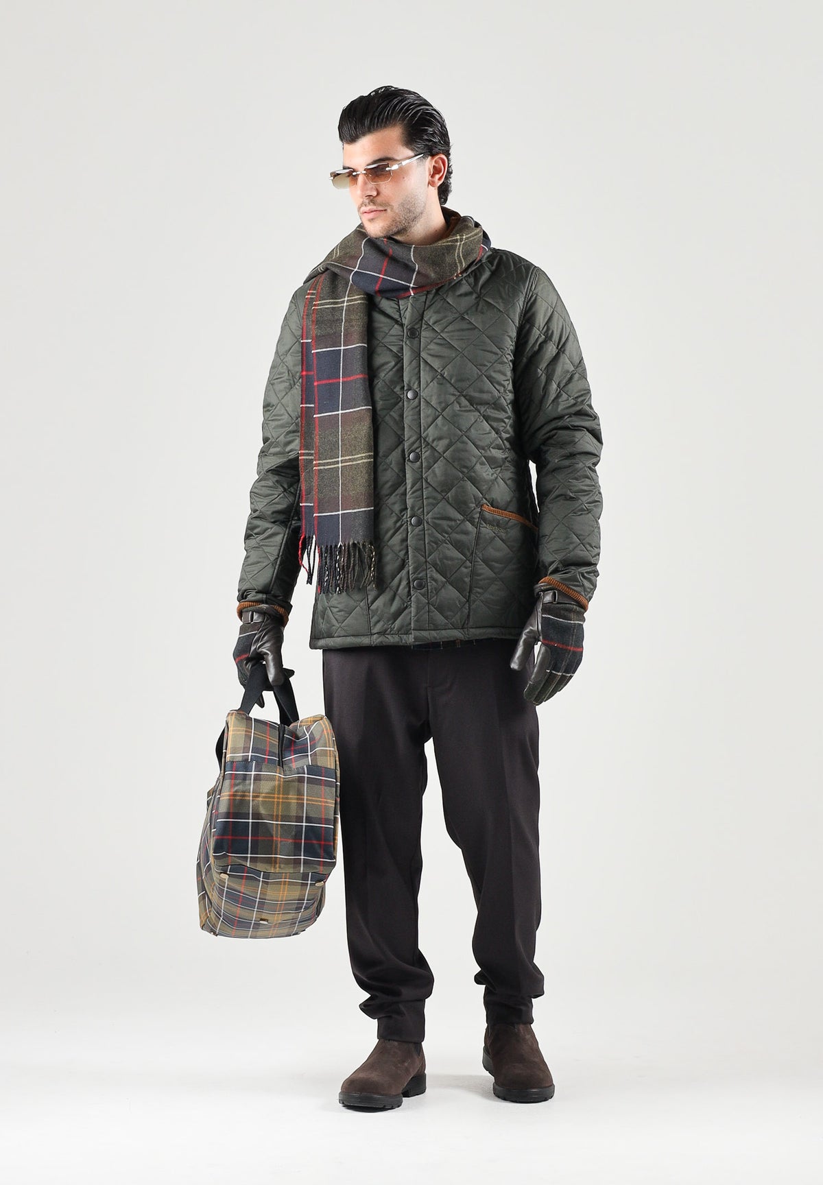 BARBOUR Piumino HERITAGE LIDDESDALE verde per uomo trapuntato con colletto in velluto a coste 262MMQU1911 OL71 BARBOUR