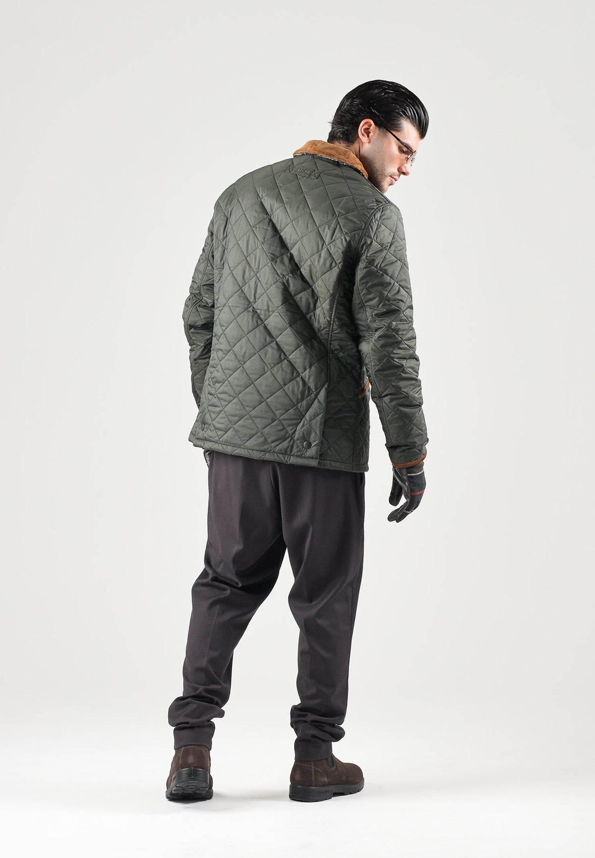 BARBOUR Piumino HERITAGE LIDDESDALE verde per uomo trapuntato con colletto in velluto a coste 262MMQU1911 OL71 BARBOUR