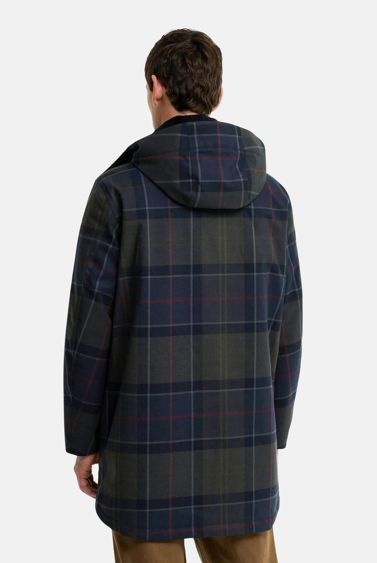 BARBOUR Parka grigio scuro scozzese da uomo con cappuccio integrato, fantasia tartan 262MMWB1168 NY91 BARBOUR