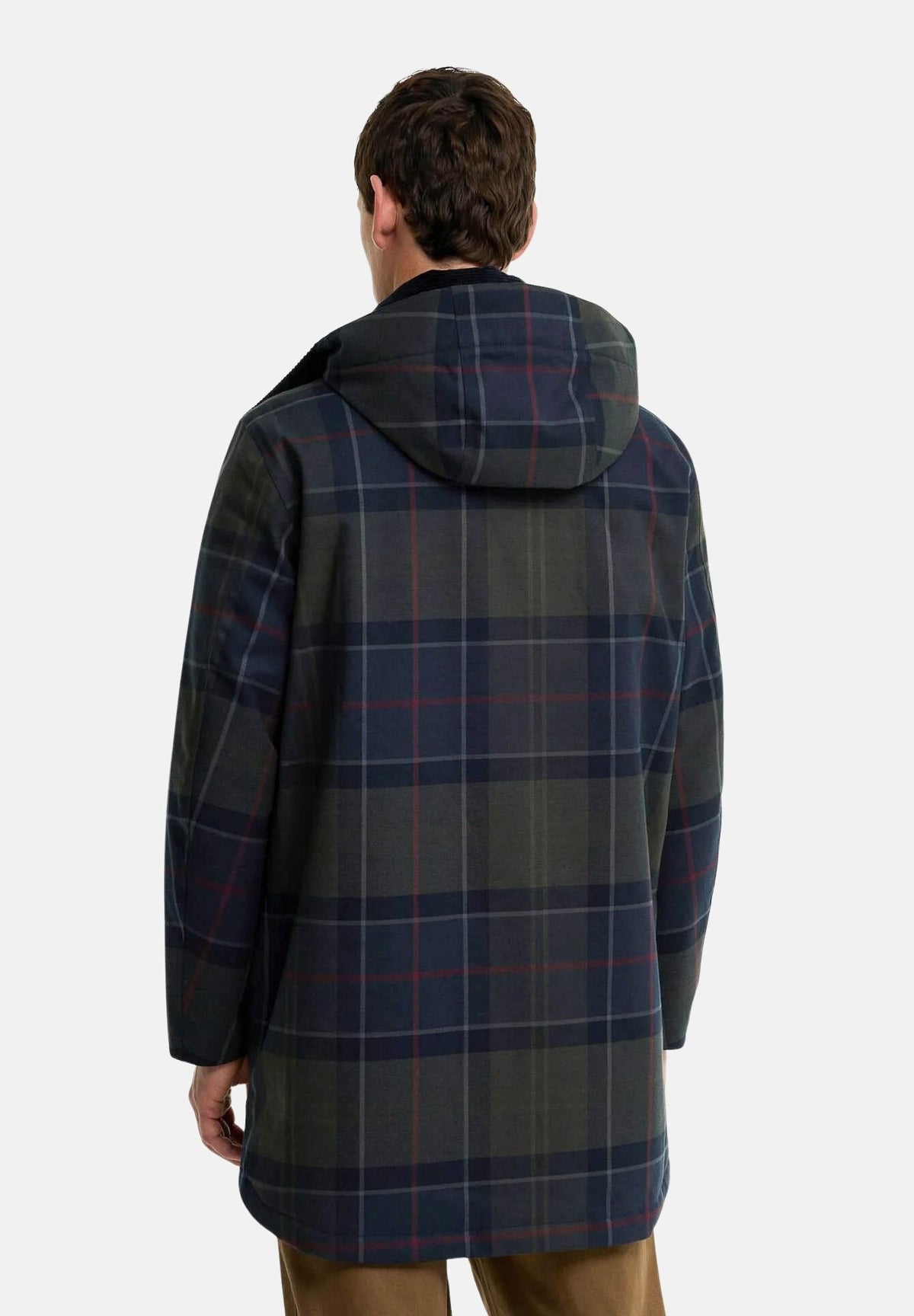 BARBOUR Parka grigio scuro scozzese da uomo con cappuccio integrato, fantasia tartan 262MMWB1168 NY91 BARBOUR