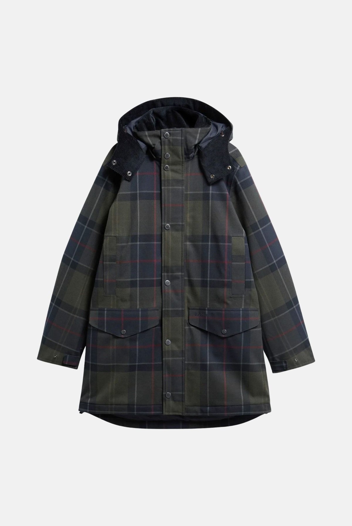 BARBOUR Parka verde oliva con fantasia tartan da uomo con cappuccio integrato 262MMWB1168 NY91 BARBOUR