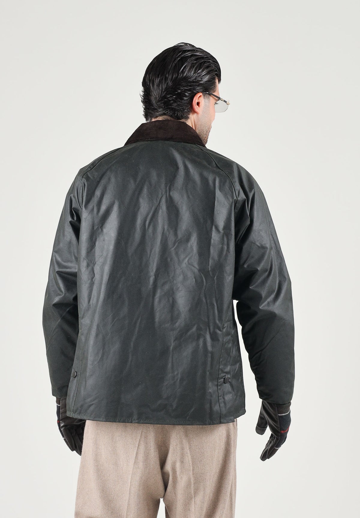 BARBOUR Giubbotto BEDALE WAX JACKET verde da uomo con colletto in velluto a coste e tasche scaldamani. 262MMWX0018 SG91 BARBOUR