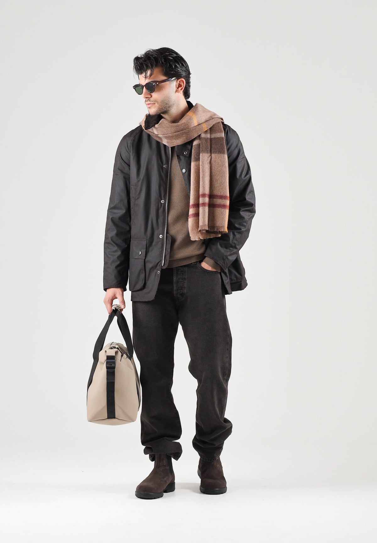 BARBOUR Giubbotto ASHBY WAX JACKET rustic-classic marrone per uomo con colletto in velluto a coste, tasche scaldamani 262MMWX0339 RU91 BARBOUR