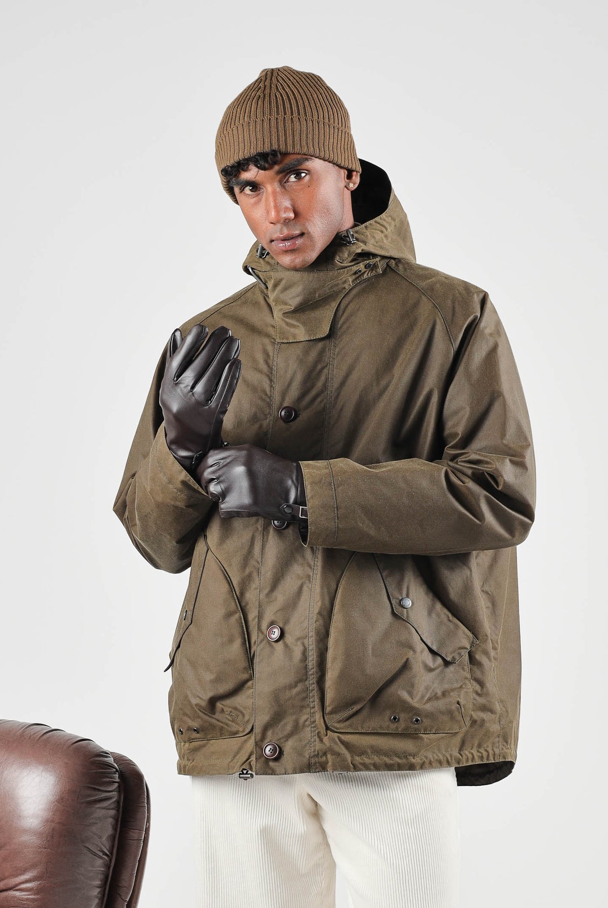 BARBOUR Parka marrone faggio da uomo con cappuccio protettivo regolabile e ampie tasche frontali 262MMWX2573 SN91 BARBOUR