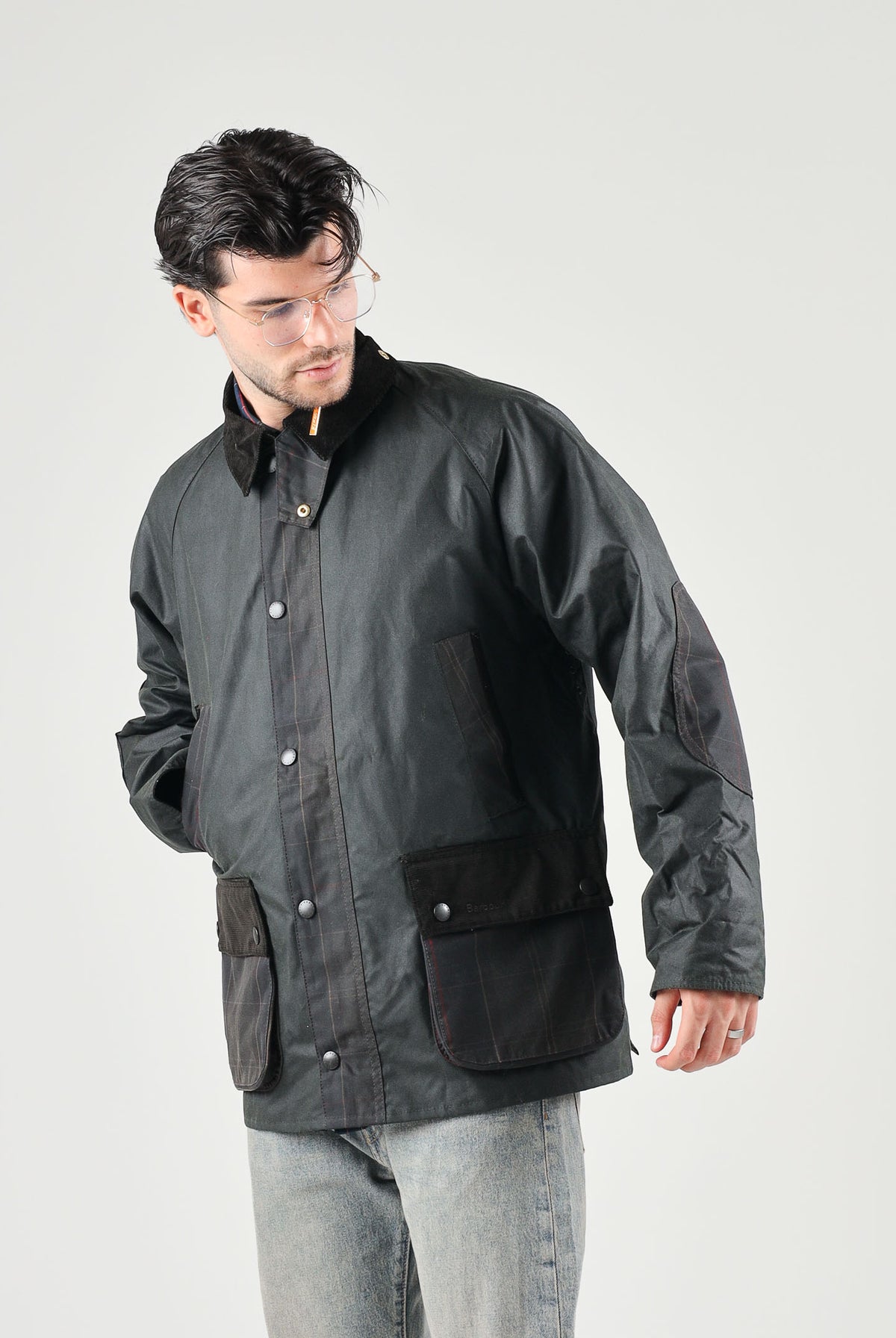 BARBOUR Giubbotto CLASSIC BEDALE sage-verde salvia per uomo con collo in velluto a coste e ampie tasche frontali. 262MMWX2585 SG51 BARBOUR
