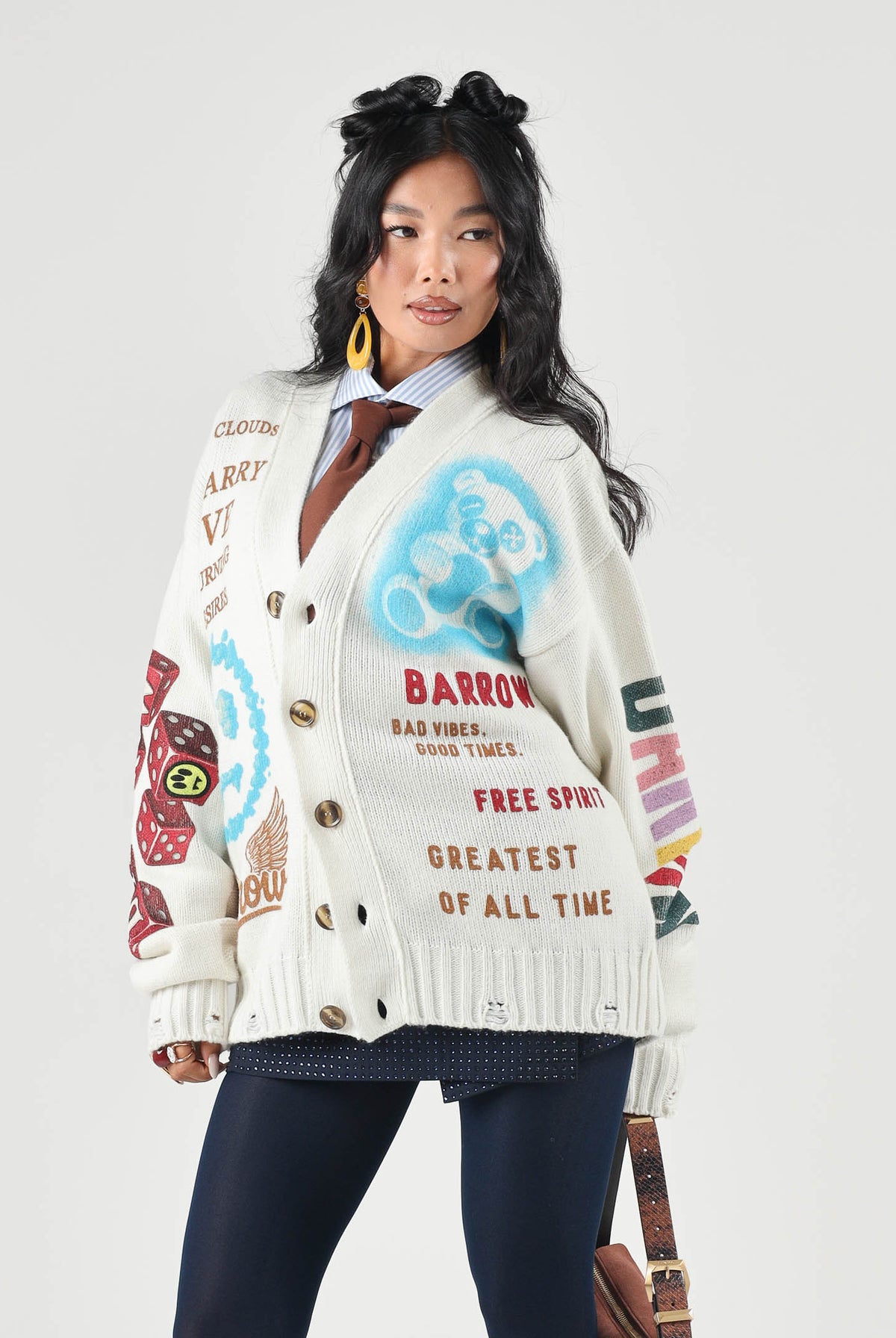 BARROW Cardigan corto cocco per uomo e donna con stampe grafiche all-over. F6BWUACA039 412 BARROW