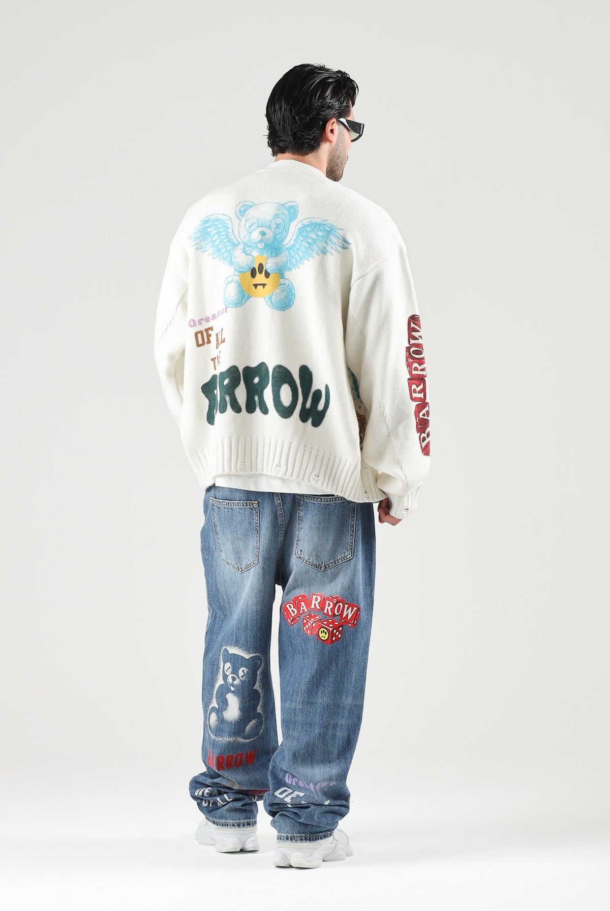 BARROW Cardigan corto cocco per uomo e donna con stampe grafiche all-over. F6BWUACA039 412 BARROW