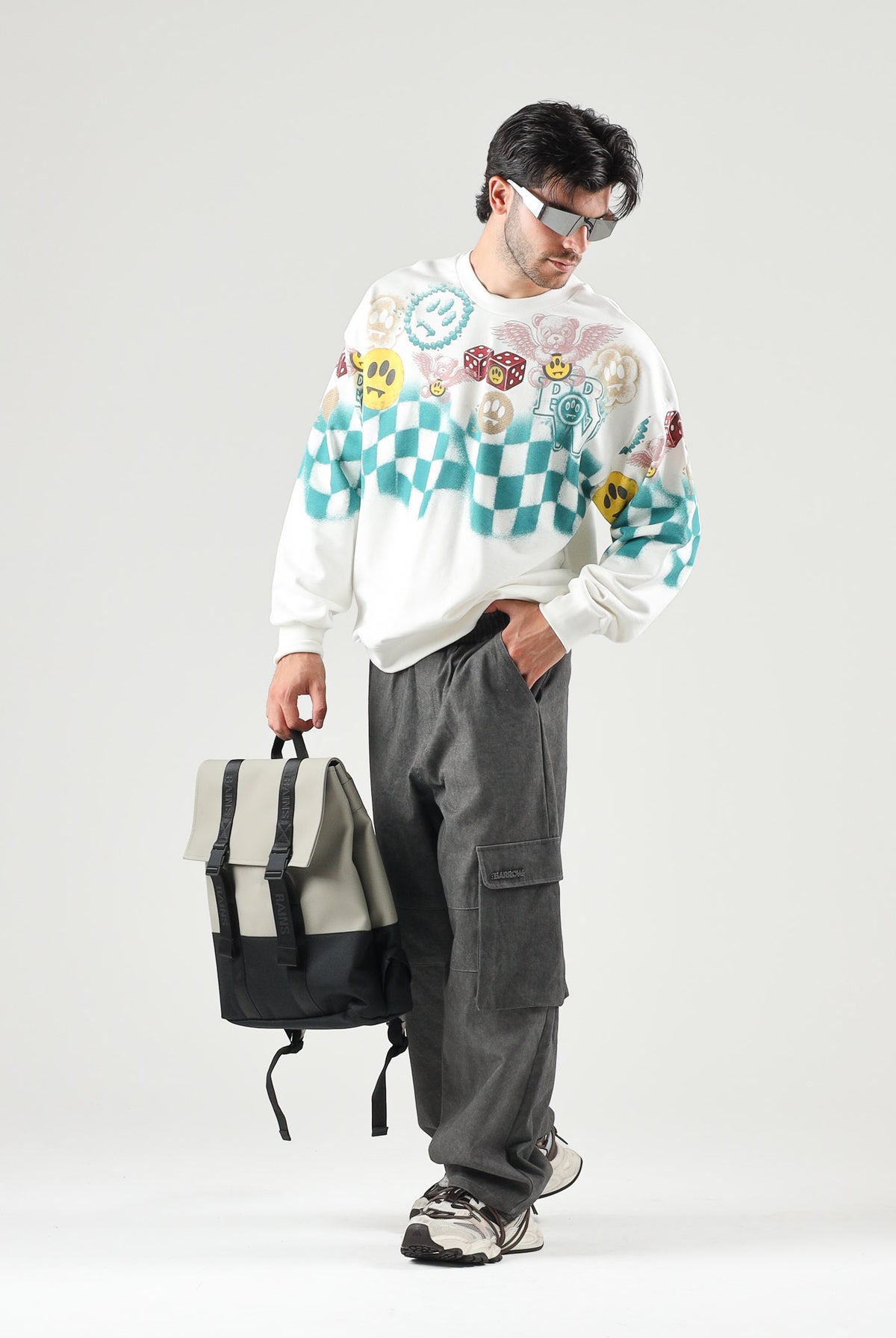BARROW Pantaloni CARGO PANTS neri per uomo e donna con tasconi laterali F6BWUAPA086 110 BARROW