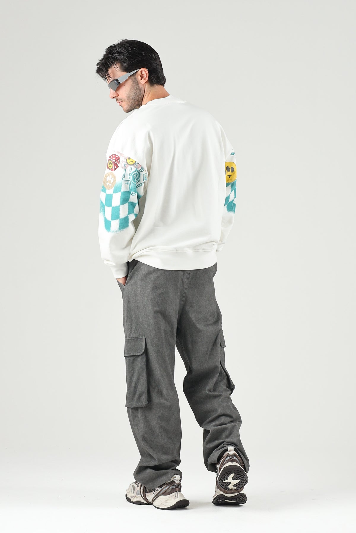 BARROW Pantaloni CARGO PANTS neri per uomo e donna con tasconi laterali F6BWUAPA086 110 BARROW