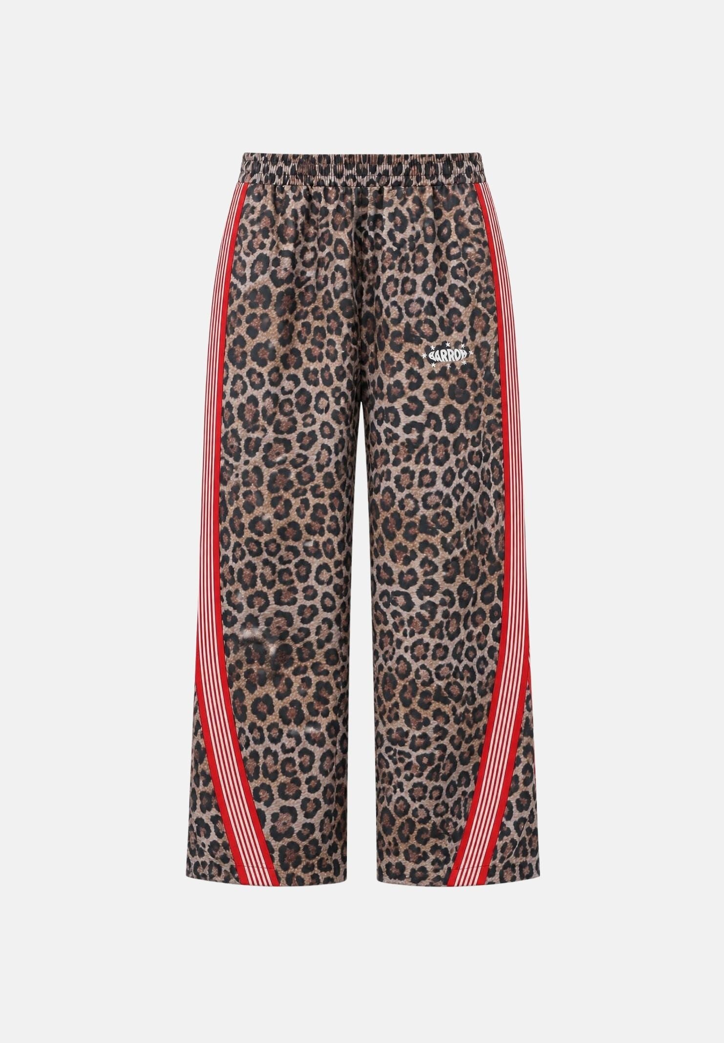 BARROW Pantaloni marrone per uomo e donna con stampa animalier leopardo e bande laterali a contrasto F6BWUAPA089 220 BARROW