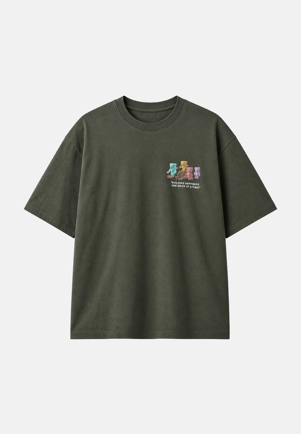 BARROW T-shirt maniche corte verde militare per uomo e donna con stampa grafica sul petto F6BWUATH062 082 BARROW
