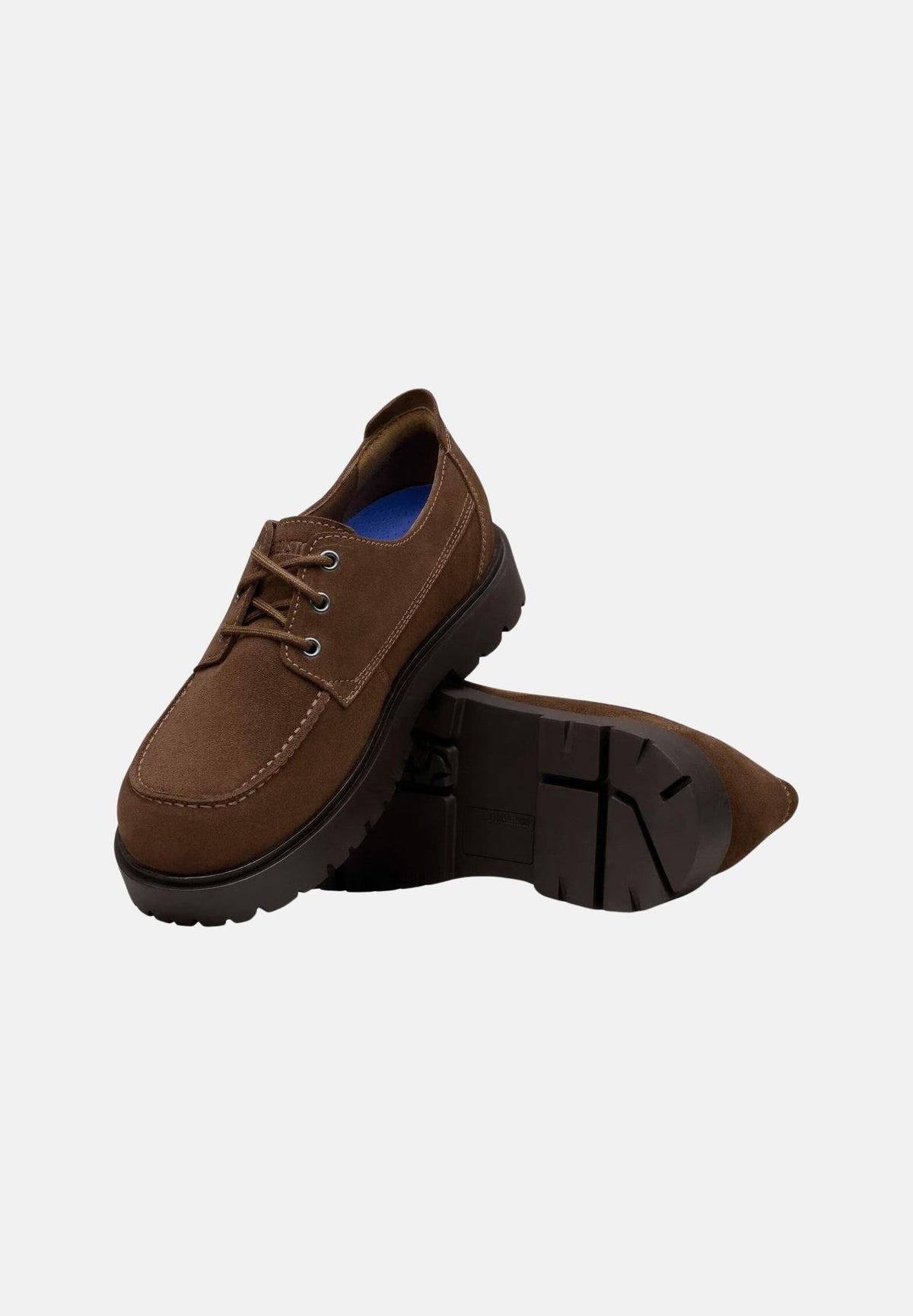 BIRKENSTOCK Scarpe stringate HIGHWOOD MOC LACE LOW Carafe marrone caffè da uomo, in vera pelle scamosciata, con punta arrotondata, cuciture stile mocassino, plantare anatomico estraibile e suola in gomma profilata. 1031885 . BIRKENSTOCK