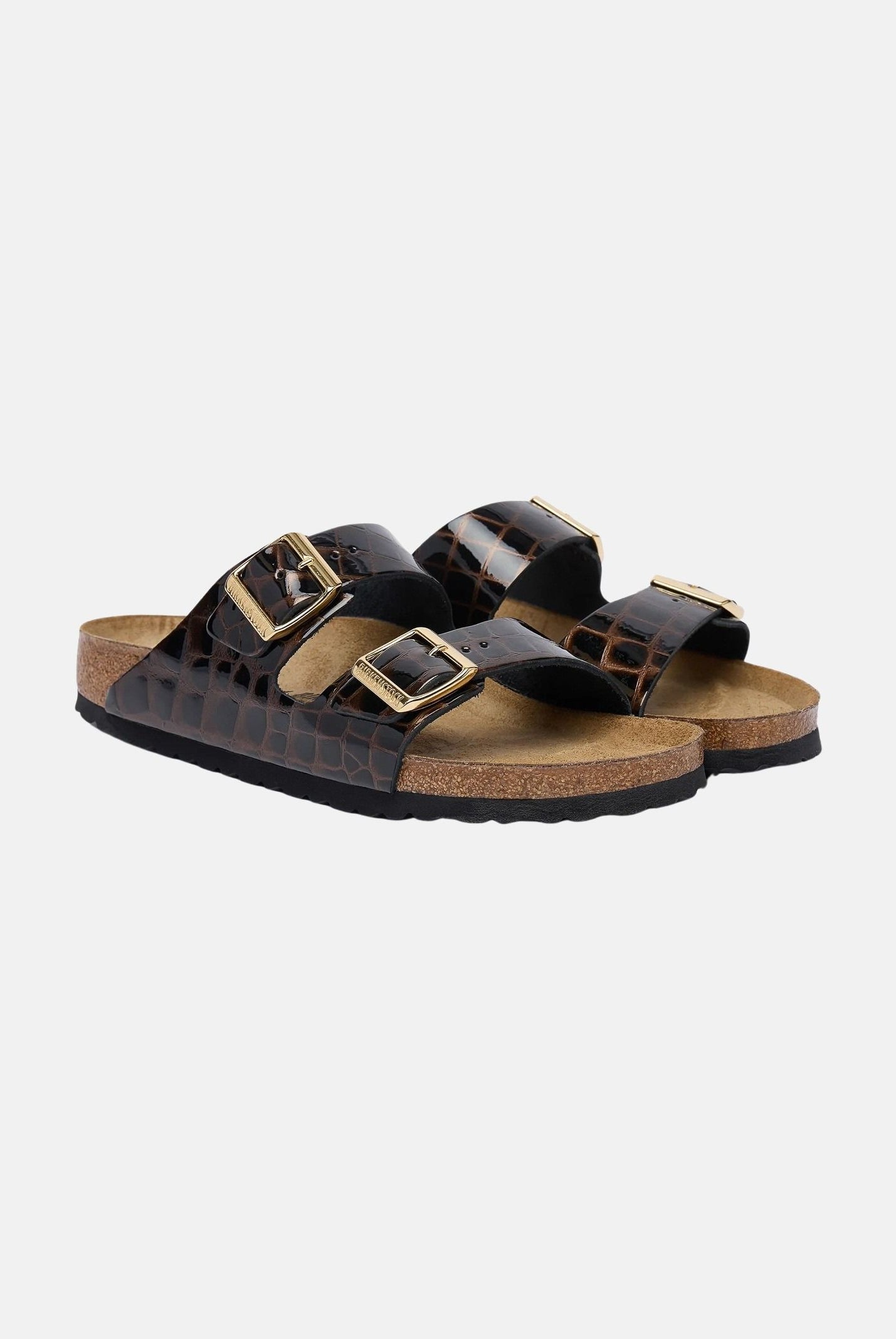 BIRKENSTOCK Ciabatta ARIZONA SOFT FOOTBED nero da donna con motivo effetto pelle di coccodrillo 1032864 . BIRKENSTOCK