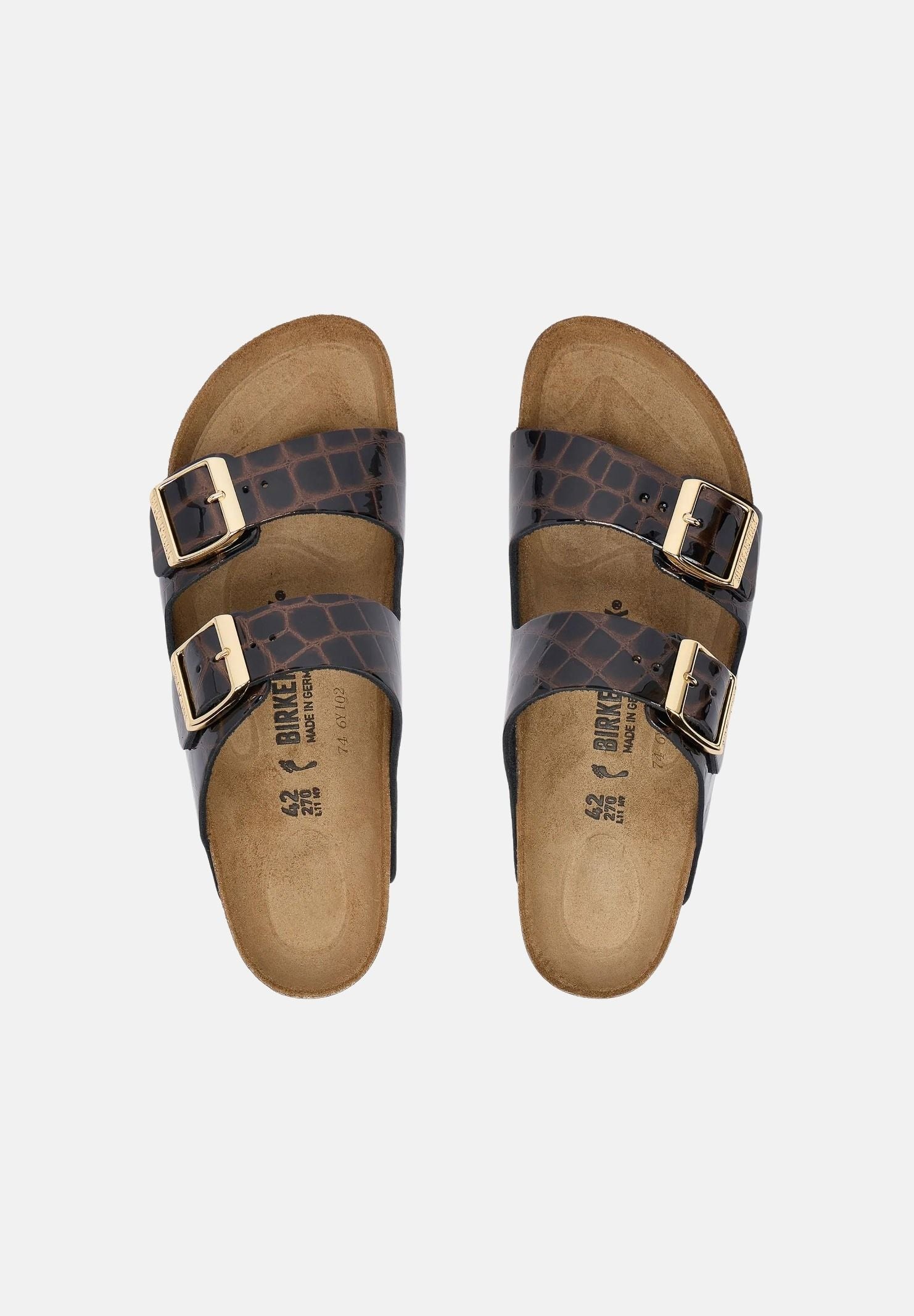 BIRKENSTOCK Ciabatta ARIZONA SOFT FOOTBED nero da donna con motivo effetto pelle di coccodrillo 1032864 . BIRKENSTOCK