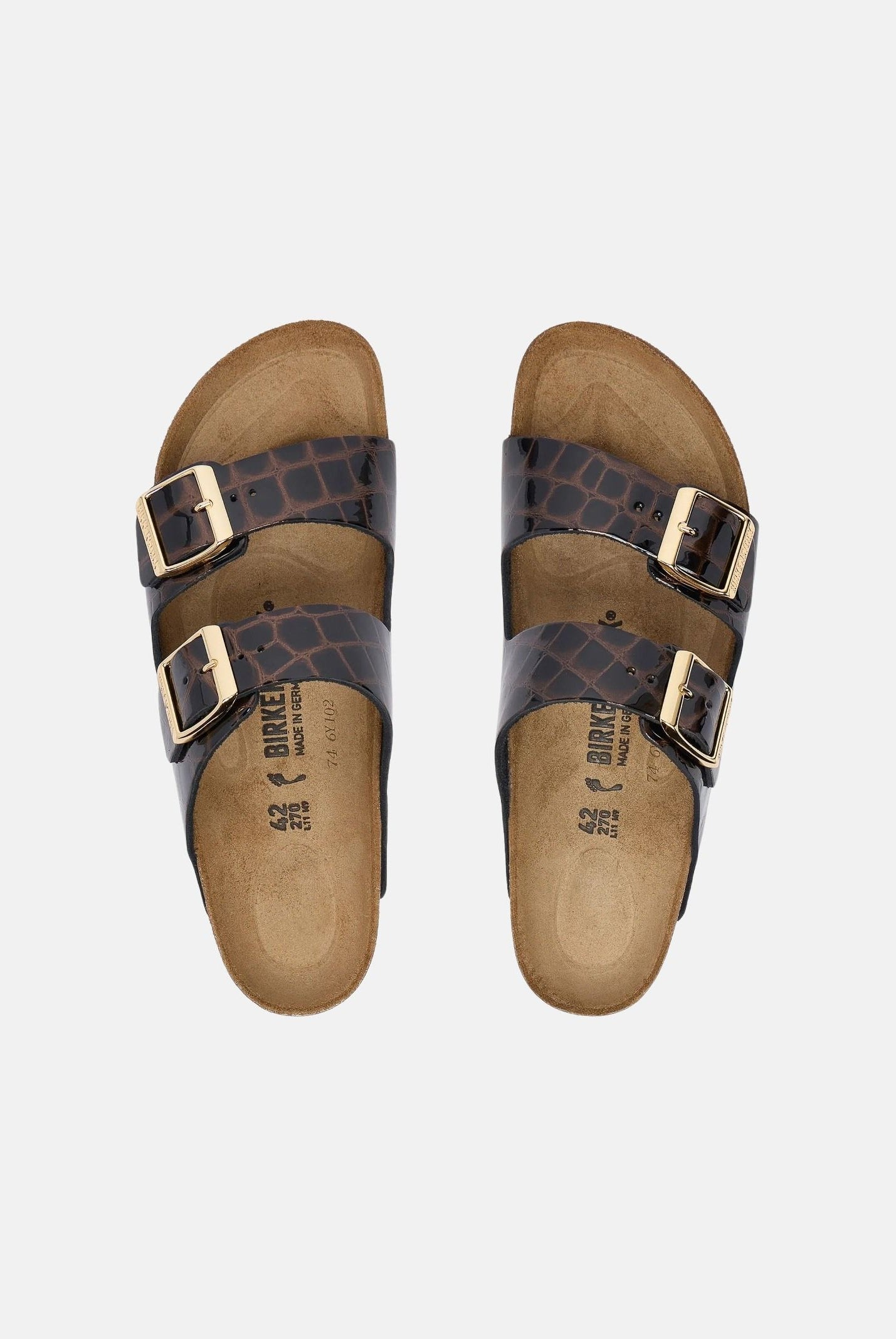 BIRKENSTOCK Ciabatta ARIZONA SOFT FOOTBED nero da donna con motivo effetto pelle di coccodrillo 1032864 . BIRKENSTOCK