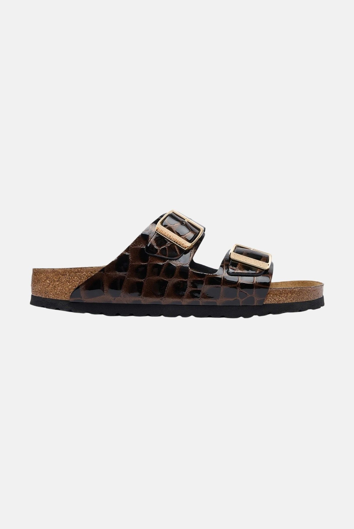 BIRKENSTOCK Ciabatta ARIZONA SOFT FOOTBED nero da donna con motivo effetto pelle di coccodrillo 1032864 . BIRKENSTOCK