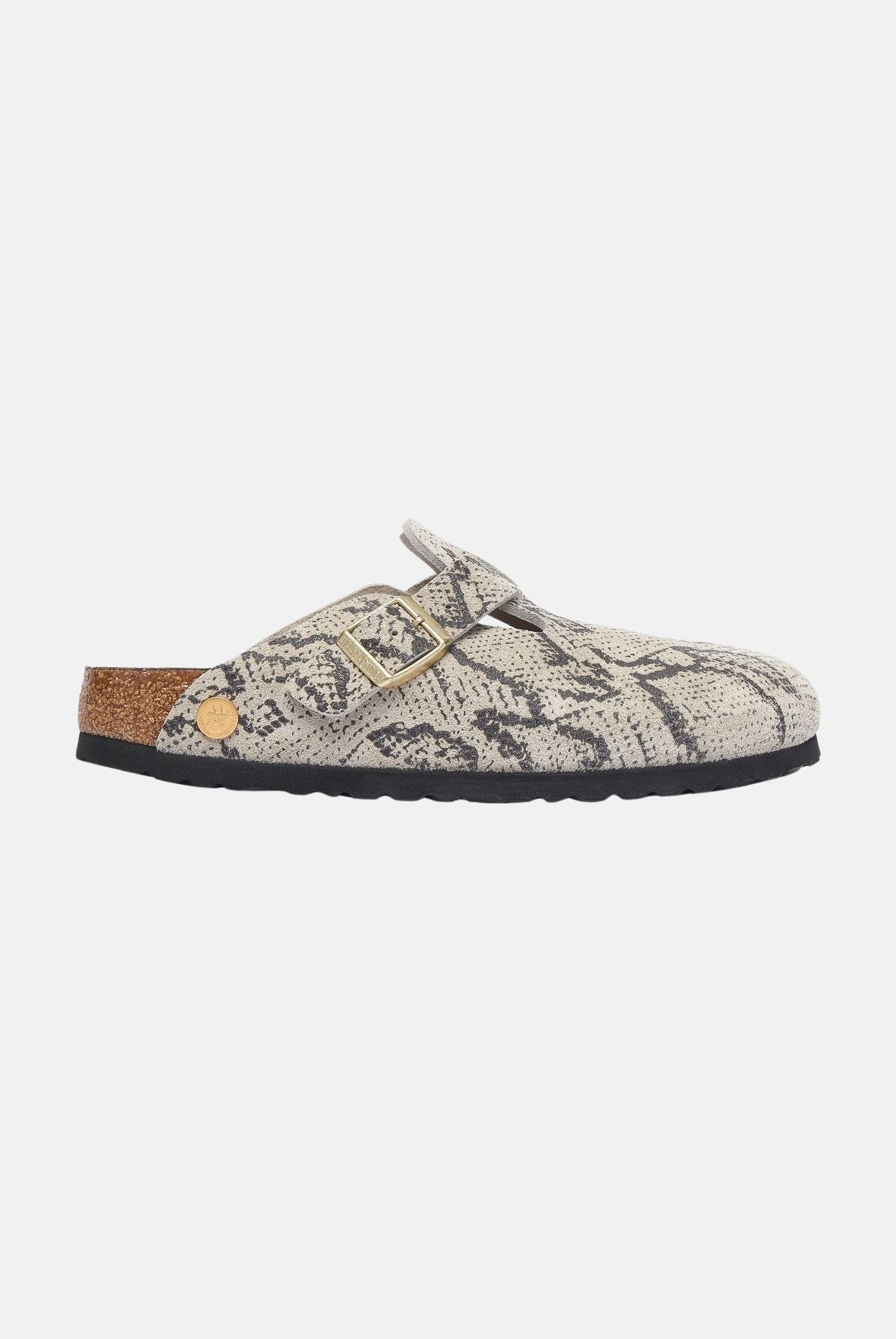 BIRKENSTOCK Sabot BOSTON RIVET beige da donna con stampa effetto serpente e cinturino regolabile. 1033086 . BIRKENSTOCK