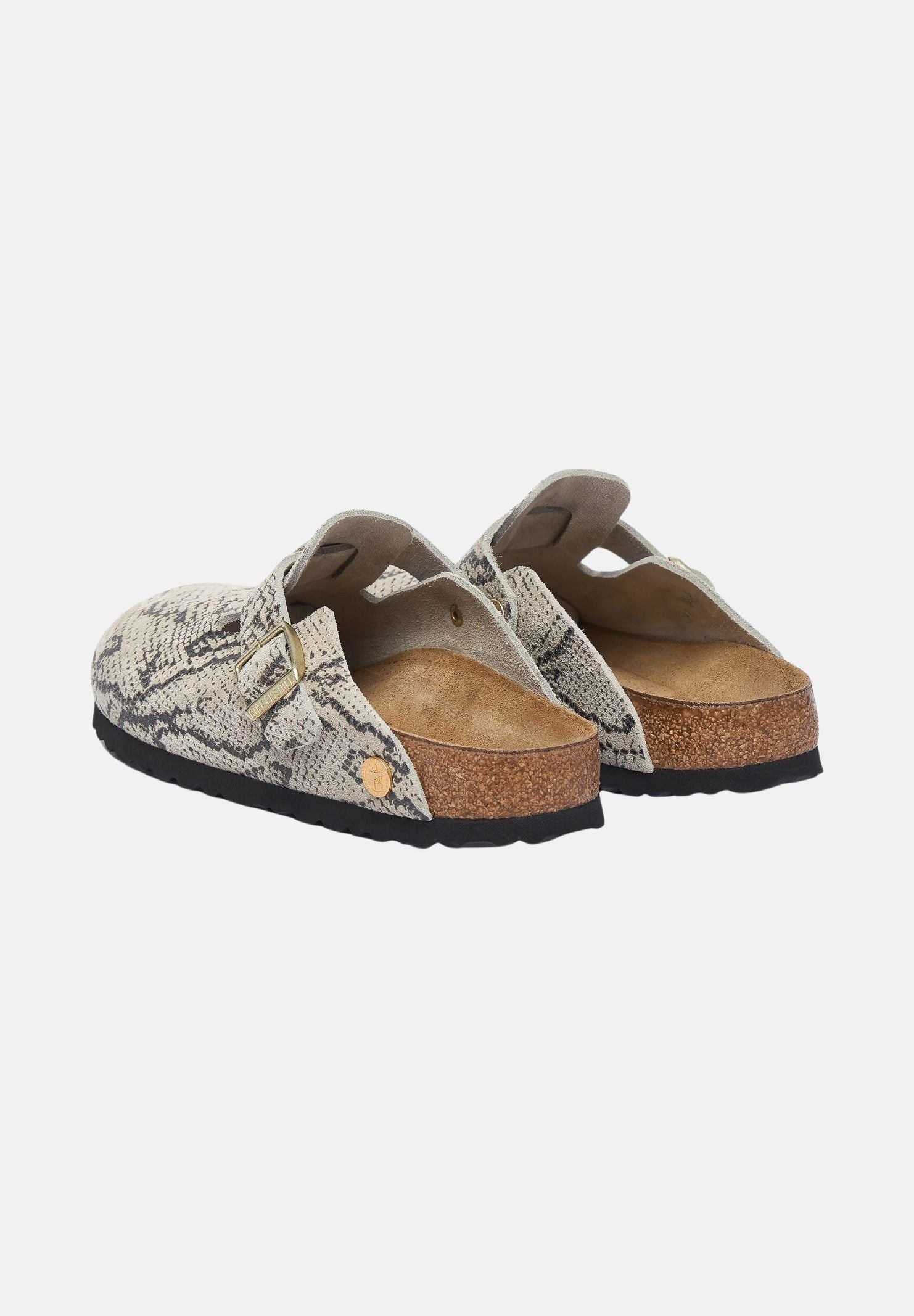 BIRKENSTOCK Sabot BOSTON RIVET beige da donna con stampa effetto serpente e cinturino regolabile. 1033086 . BIRKENSTOCK