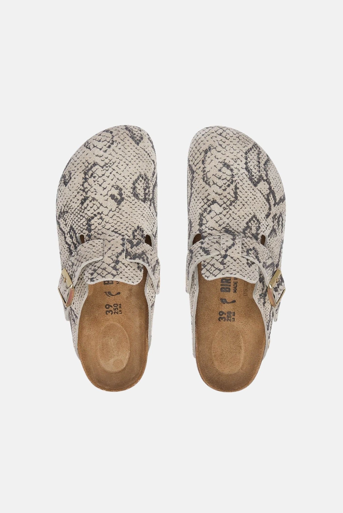 BIRKENSTOCK Sabot BOSTON RIVET beige da donna con stampa effetto serpente e cinturino regolabile. 1033086 . BIRKENSTOCK