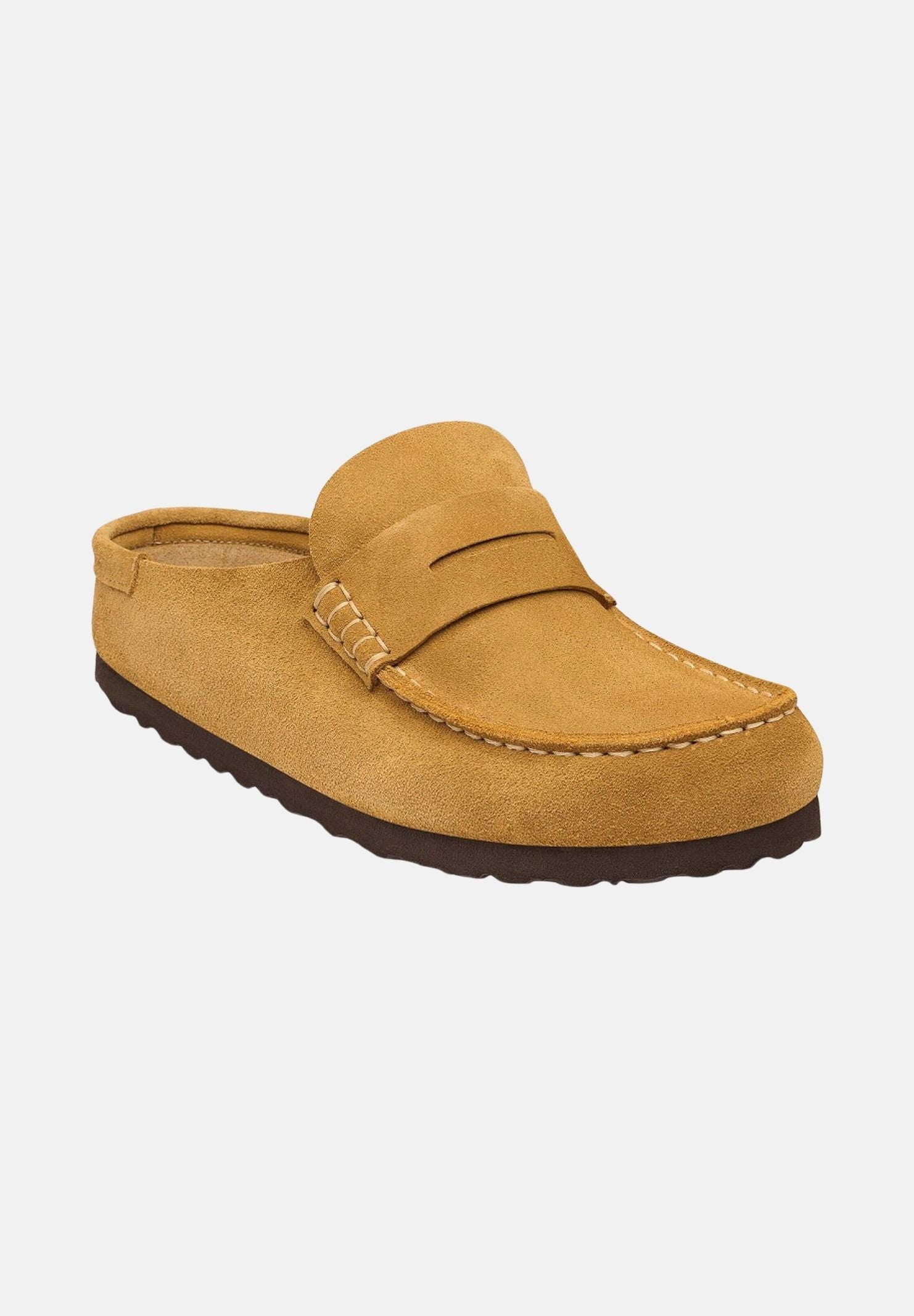 BIRKENSTOCK Mocassino NAPLES WRAPPED Sabot, cork-brown marrone chiaro da uomo in pelle scamosciata<BR/> 1033127 . BIRKENSTOCK